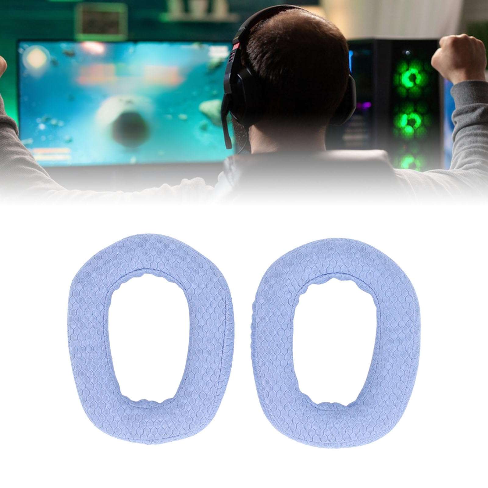 Replacement Ear Pads, Soft and Comfortable Earpad Cushion Ear Pad Replacement Fit for Logitech G435 Lightspeed Bluetooth Gaming Headset (Blue) 5