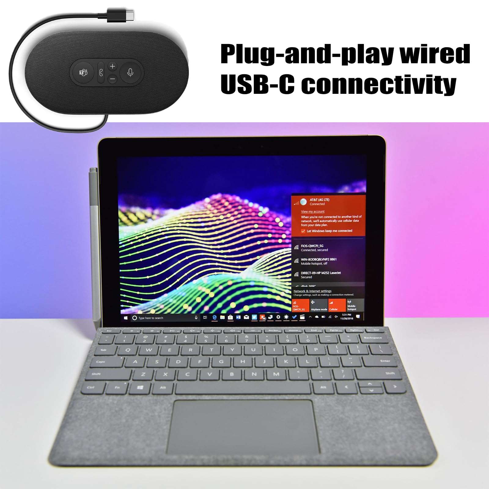 Modern USB-C Speaker for Microsoft Modern USB-C Speaker 8KZ-00001/ 8L2-00001/ 8L2-00002, MS Modern USB-C Speaker for Business Modern USB-C Speaker for Biz, 2- Way Compact Stereo Speaker(Black) 5