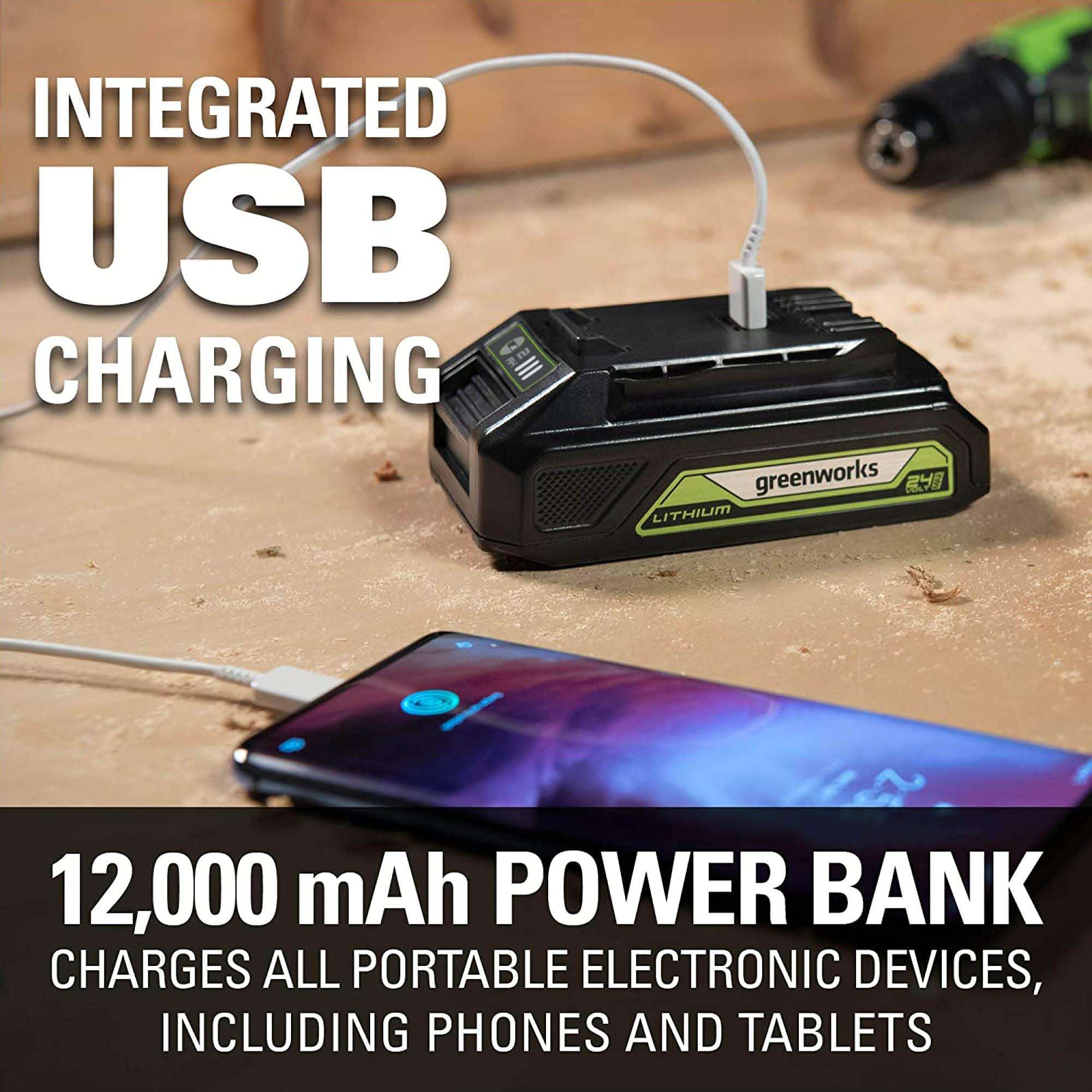 Greenworks 24V (90 MPH / 320 CFM / 125+ Compatible Tools) Cordless Axial Leaf Blower, Tool Only 3