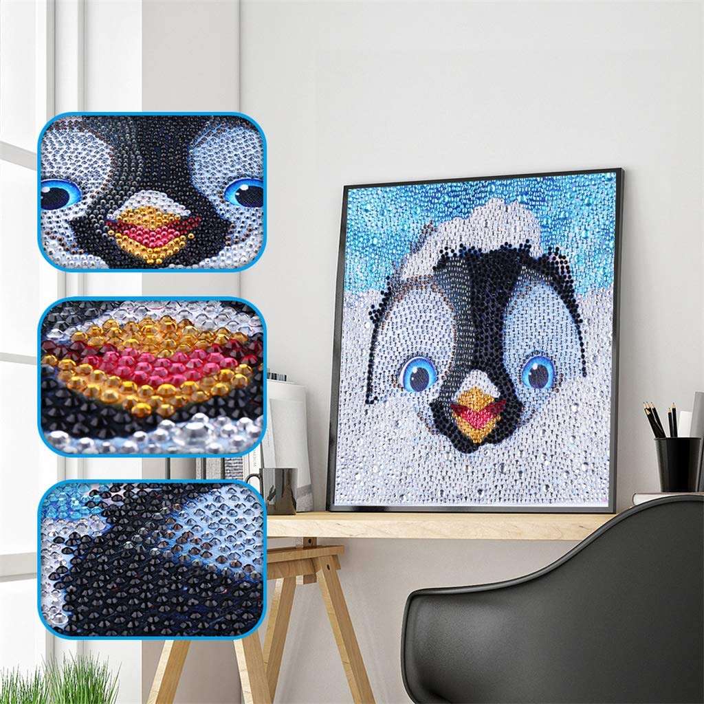 EEZYCHOIC 5D Diamond Painting Kits for Kids Full Drill Painting by Number Kits DIY Mosaic Making Arts Crafts Supplies for Children's Gifts (Penguin) 3