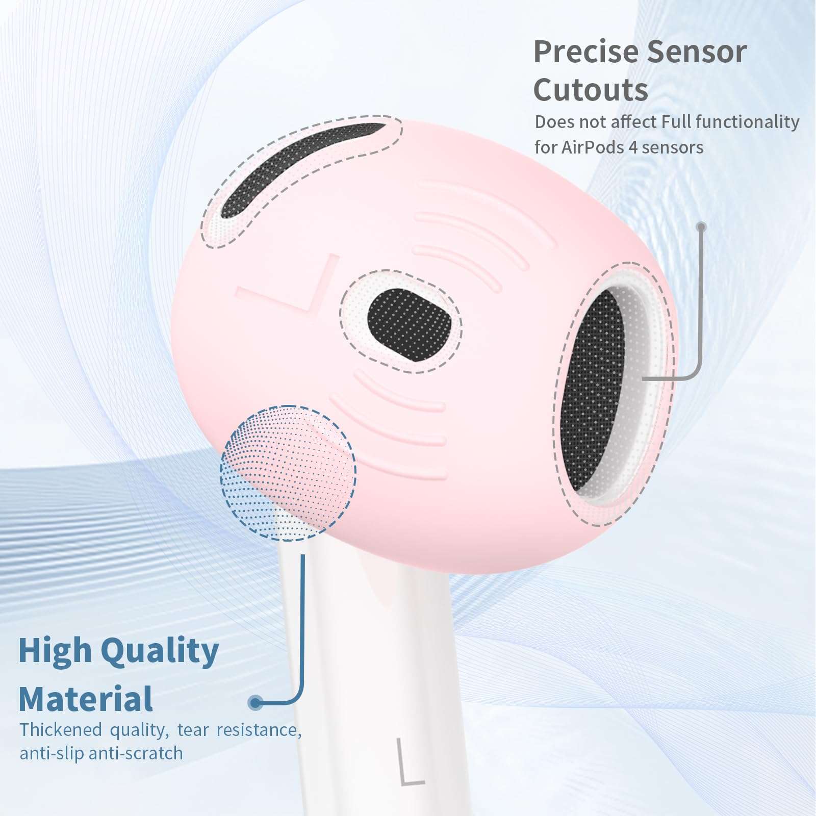 [5 Pairs] for AirPods 4 Ear Tips Covers Sport Anti Slip Anti Scratche Skin Soft Silicone Eartip AirPods 4 Gen Earbuds Accessories Compatible with Apple AirPods 4th Generation (5 Colors Mix) 5