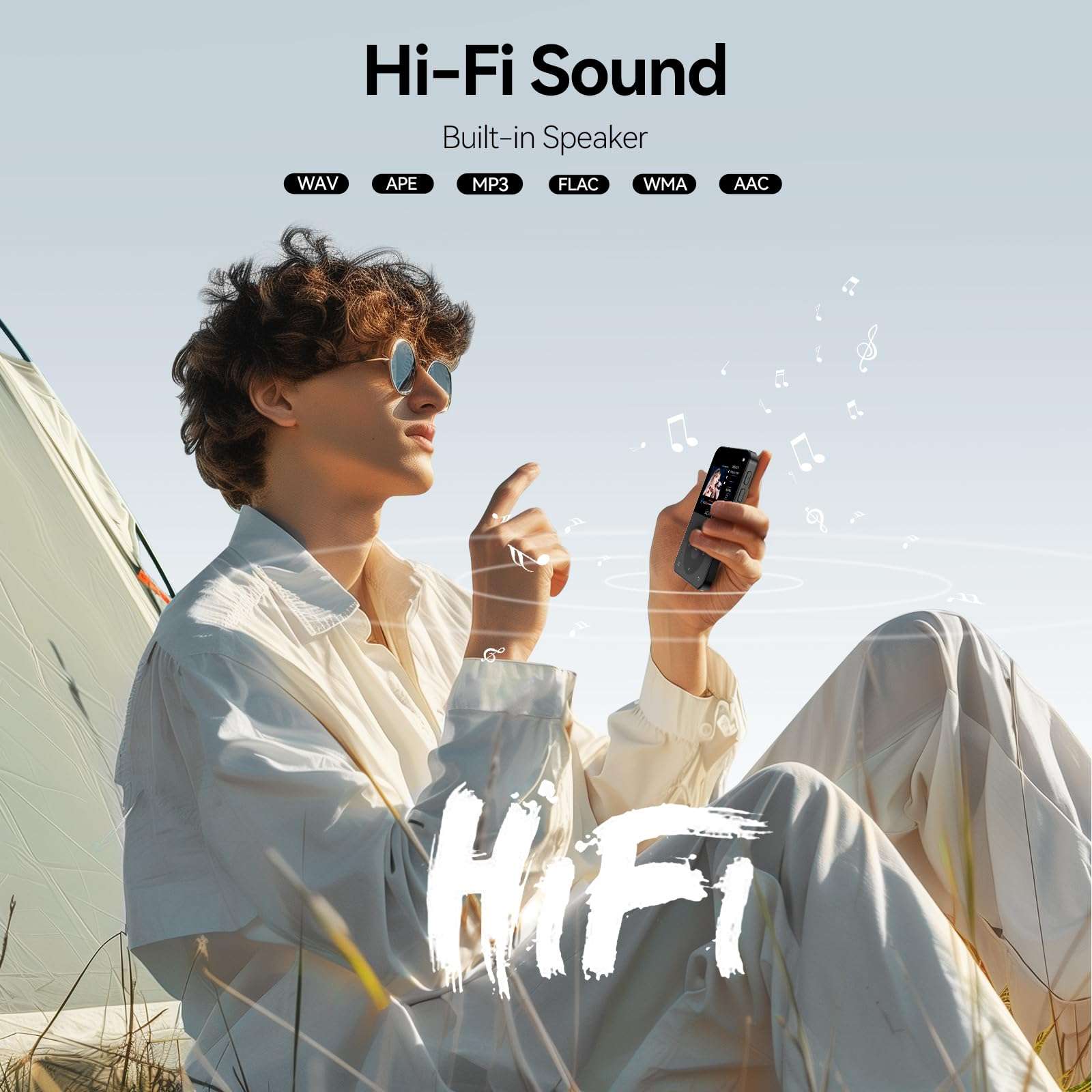 AGPTEK 64GB MP3 Player with Bluetooth, 2.3'' Horizontal Screen Classic Multifunctional Music Player with Speaker, FM Radio, Model: A52, Black 5