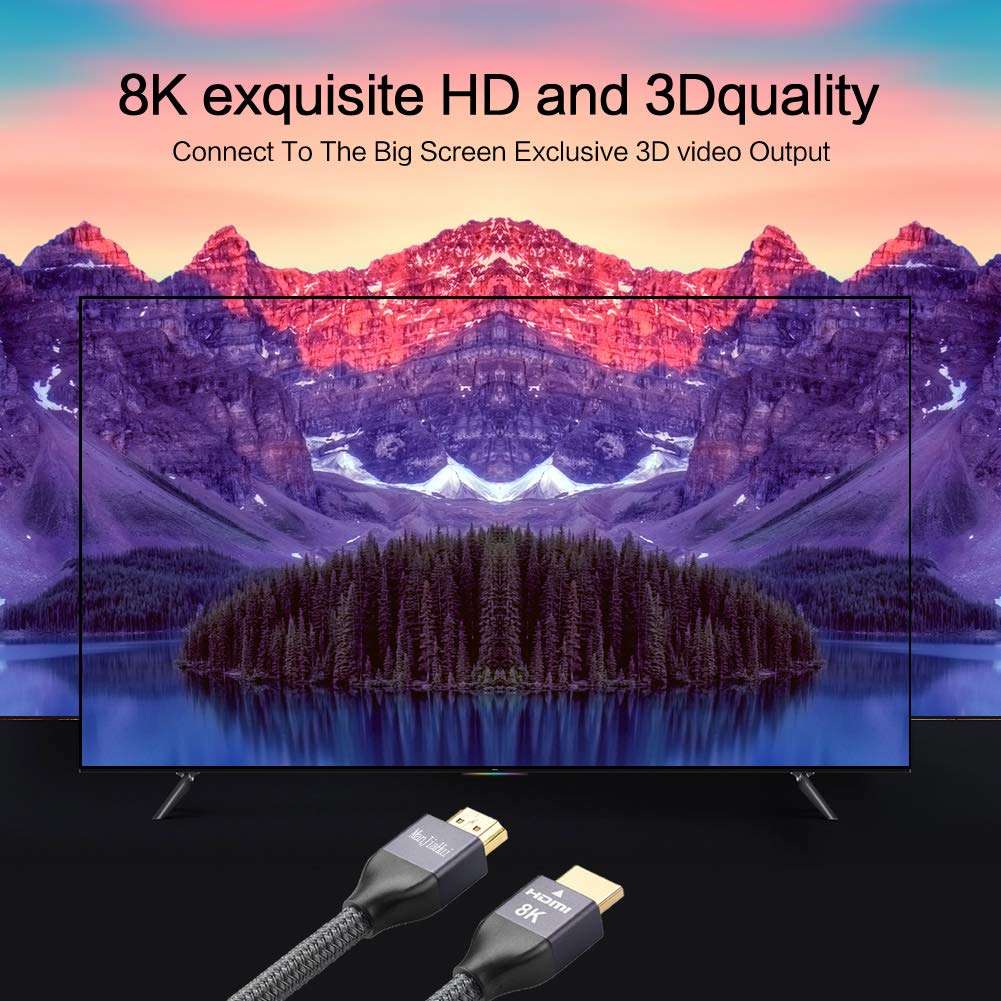 8K HDMI 2.1 Cable 6.6FT, 48Gbps Ultra High Speed HDMI Cord, 4K120 8K60 HDR eARC Compatible with Apple TV,Roku,Samsung QLED,Sony LG,Nintendo Switch,Playstation,PS5,PS4,Xbox One Series X (1, 6.6FT/2M) 3