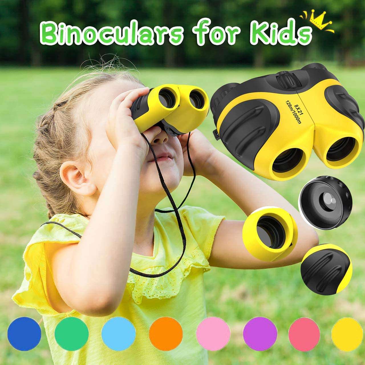 A7D8F9 Binocular for Kids,Compact Binoculars for Kids,High Resolution, Shockproof 8X Bird Watching Toys Perfect for Outdoor Hiking Games - Best Gifts for 3-12 Years Old Kids (Hot Pink) 2