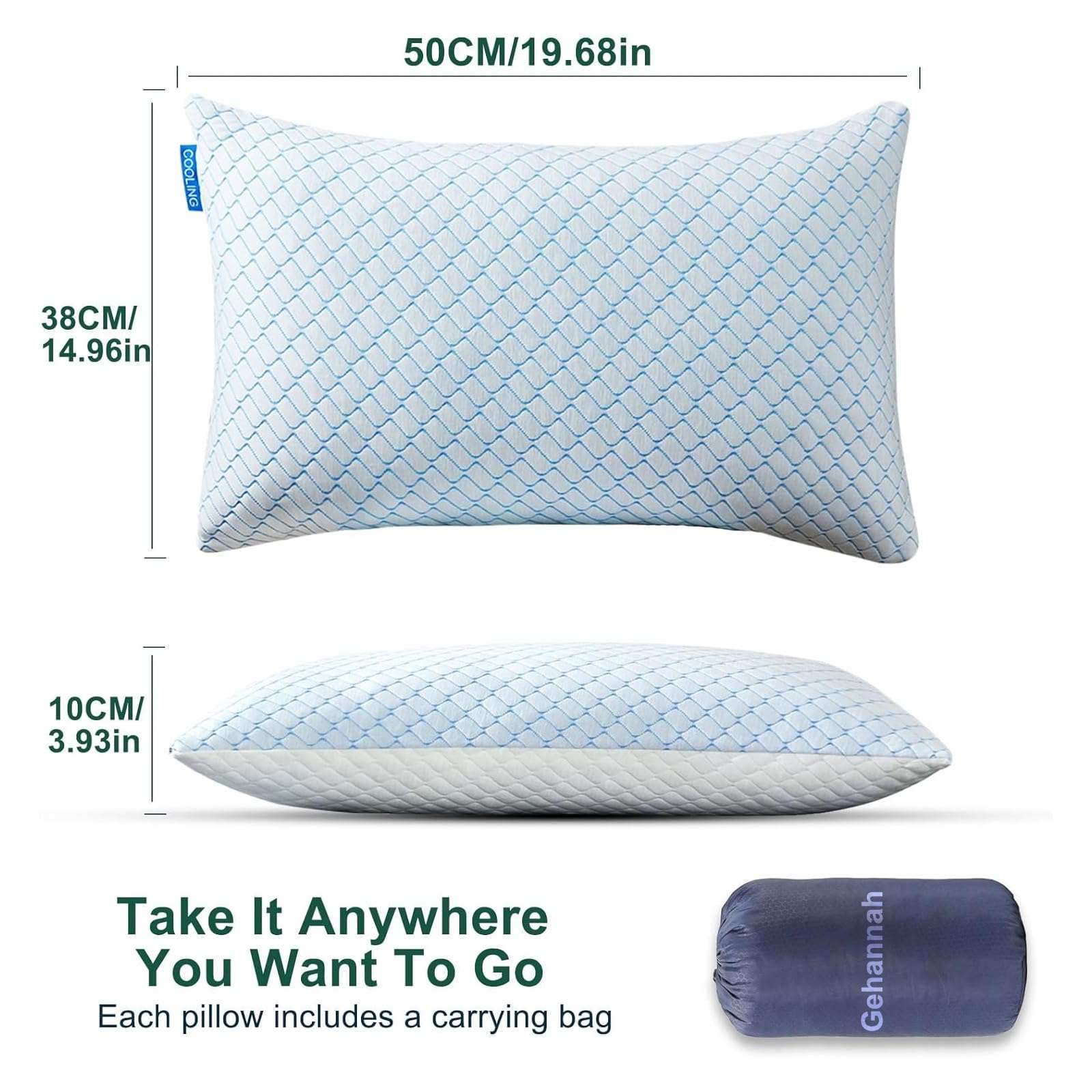 Gehannah Travel Pillow - Large 2 pack Compressible Camping Pillow for Sleeping - Shredded Memory Foam Pillow with 2 Storage Bag Compact Supportive, Pillow for Adult Kid Outdoor Backpacking Hiking Gear 5