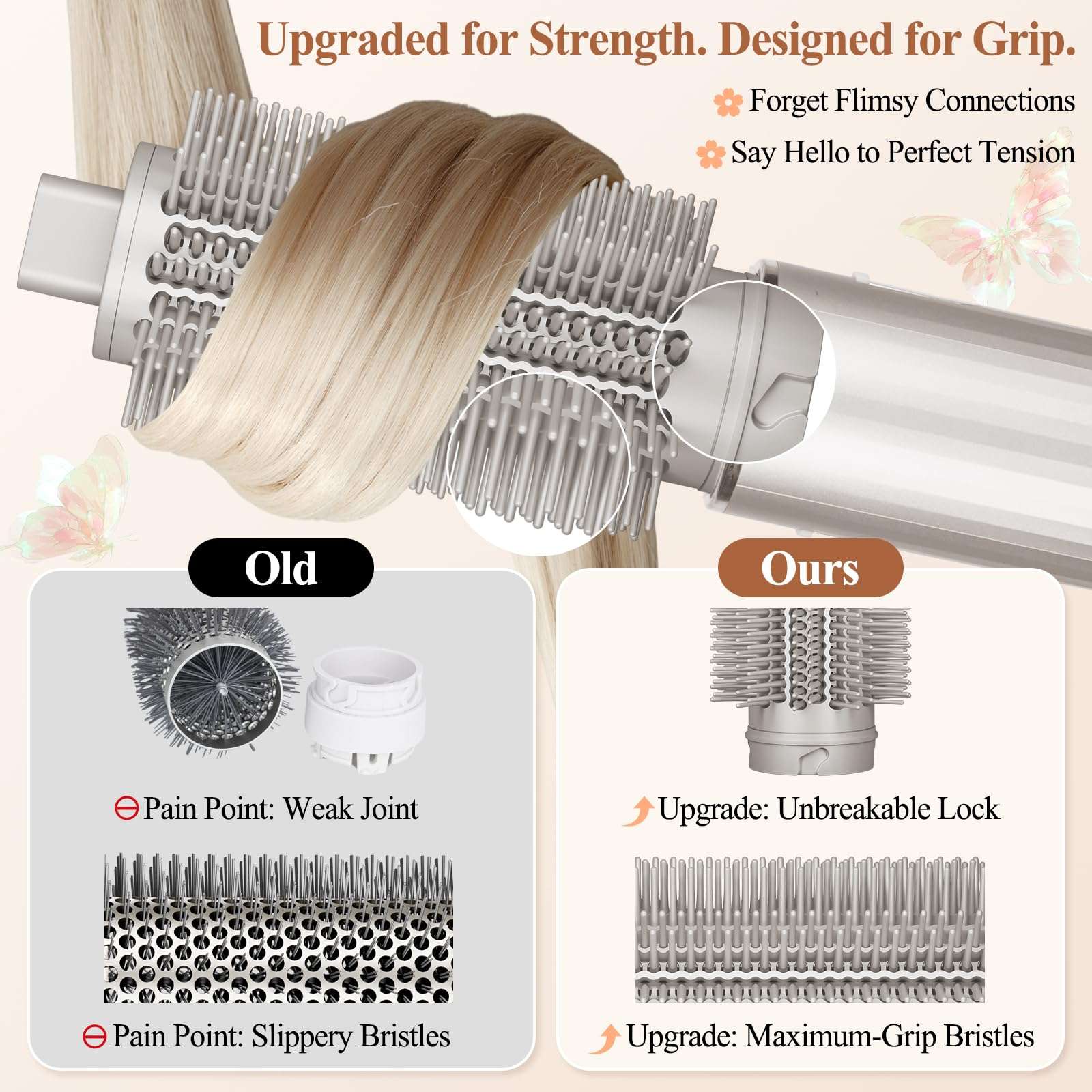 AFDD Upgraded Round Volumizing Brush and Long Barrel Curling Compatible with Shark FlexStyle 4