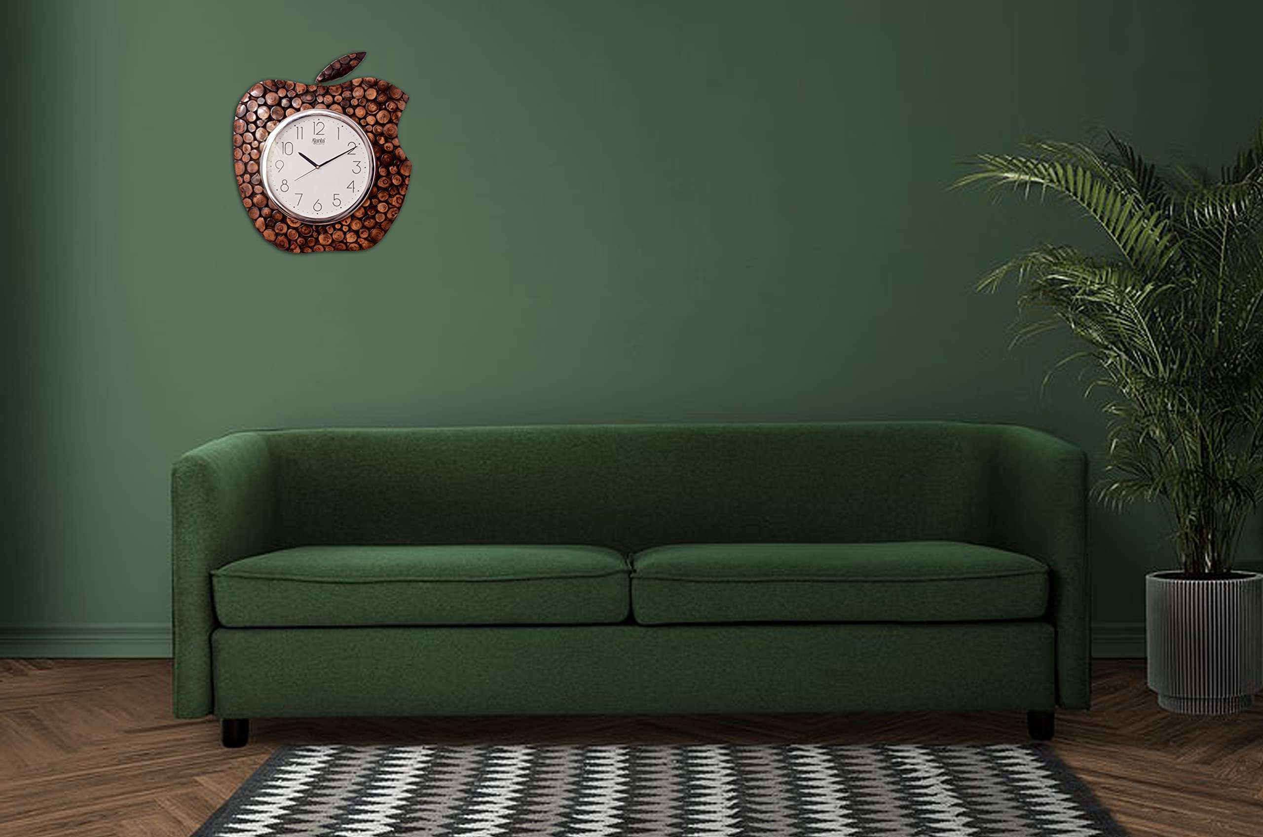 Ajanta SIDDs Apple Look Wooden Antique Wall Clock Designer Big Size, Clock for Wall Decor/Living Room/Bedroom/Office/Hall/Gift for Relatives Brown 4