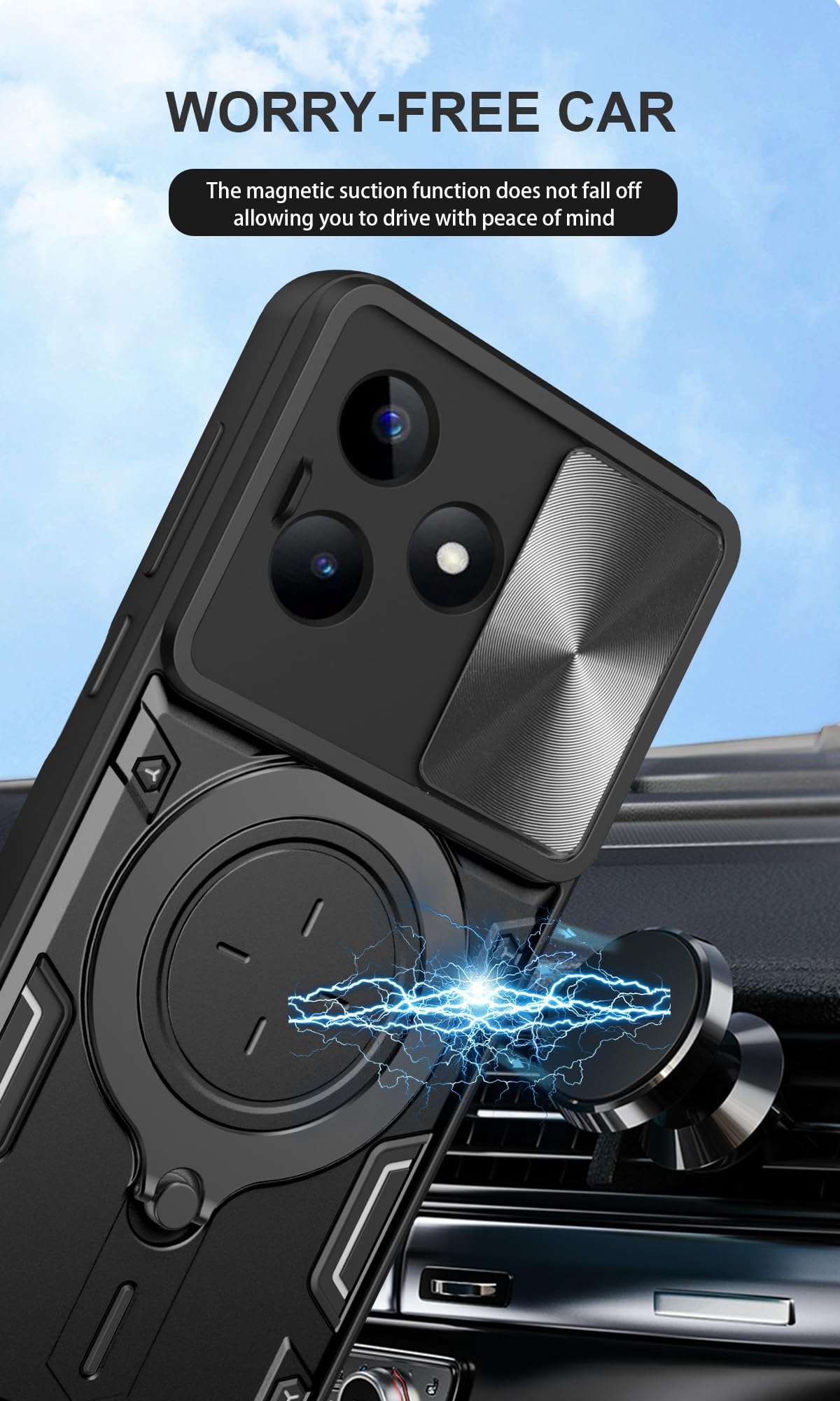 Kukoufey Compatible with Infinix Hot 30 4G Case,with Slide Camera Lens Cover Compatible with Infinix Hot 30 4G X6831 Case Black 6