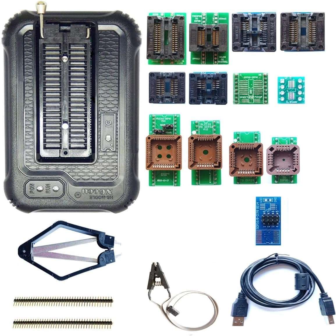 DHRUVPRO XGecu T48 [TL866-3G] Programmer Support 28000+ ICS for EPROM/MCU/SPI/Nor/NAND Flash/EMMC/IC Tester/ TL866CS TL866II Replacement (XGecu T48 with 13 Adapter) 1