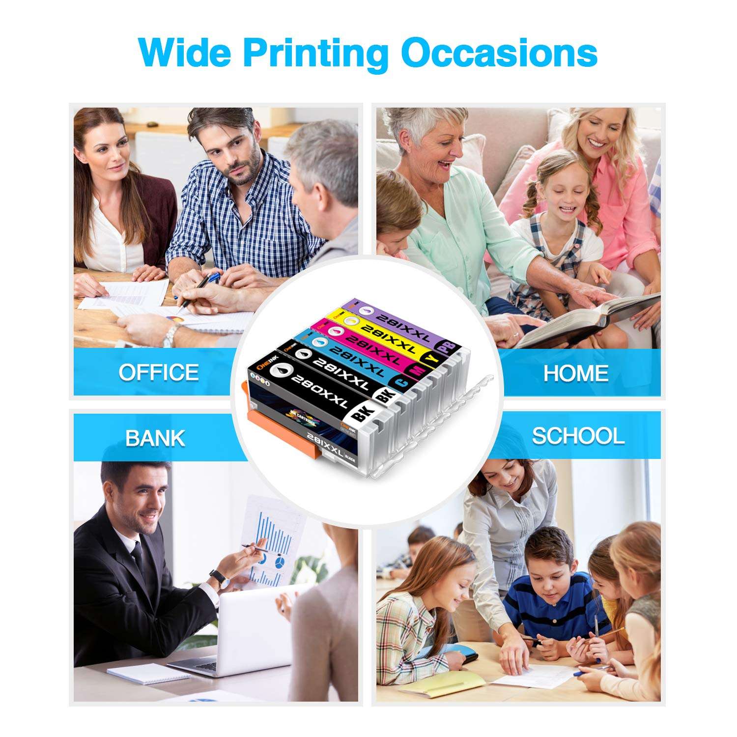 ONEINK Compatible Ink Cartridge Replacement for Canon PGI-280XXL CLI-281XXL PGI 280 XXL CLI 281 XXL for Canon PIXMA TS9120 TS8120 TS8220 TR8520 Printer, 6 Pack (1PGBK, 1BK,1B, 1C, 1M, 1Y) 5