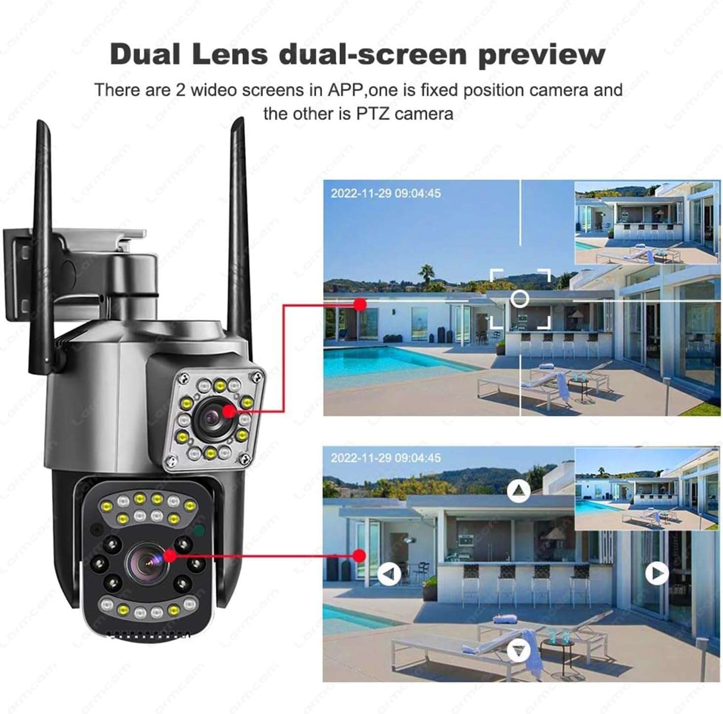 Cutech 3MP Dual Lens Wireless WiFi Outdoor Smart CCTV Camera | Ultra HD View | Double Side View | Two Way Talk | Motion Detection | Light Vision | Support Upto 128gb sd Card 4