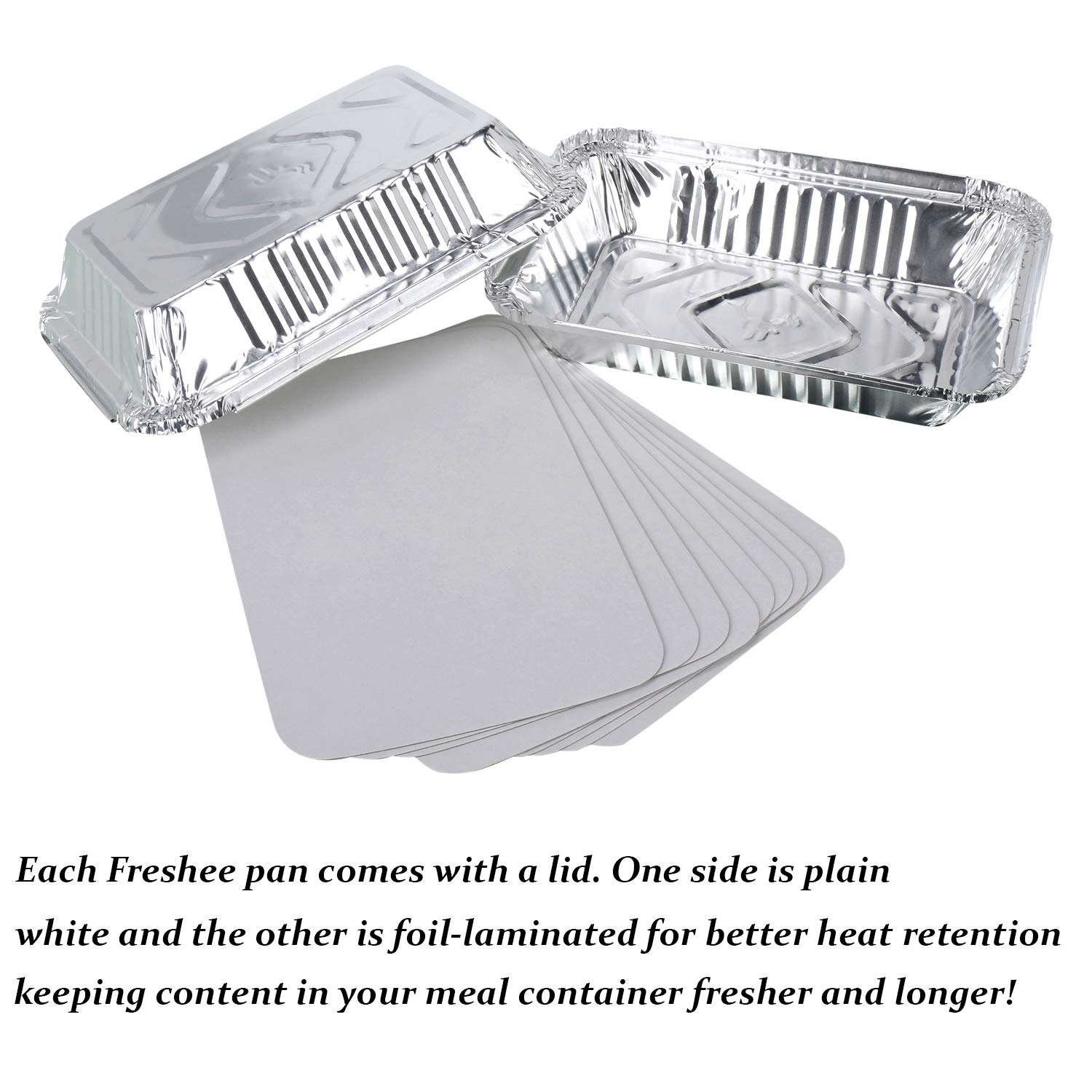 Freshee Pack of 2 x 25 pcs Aluminium Silver Foil Container 750ml | Food Storage Disposable Containers with Lid For Kitchen 6