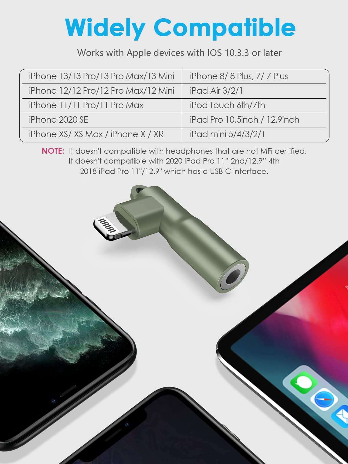 Mangotek Lightning to 3.5 mm Headphone Jack Adapter, Apple MFi Certified iPhone Headphones Adapter Aux Dongle Cable Adaptor Earphone Audio Converter for iPhone 14 13 12 11 Pro Max 7 8 Plus SE X XR XS 6