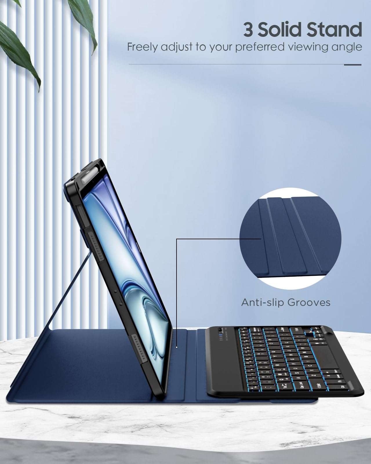 MoKo Keyboard Case for New iPad Air 13 Inch Case with Keyboard 2025/2024, Multi-Angle Magnetic Stand Cover for iPad Pro 12.9 2022/2021/2020/2018, Detachable Wireless Bluetooth Keyboard, Indigo 6