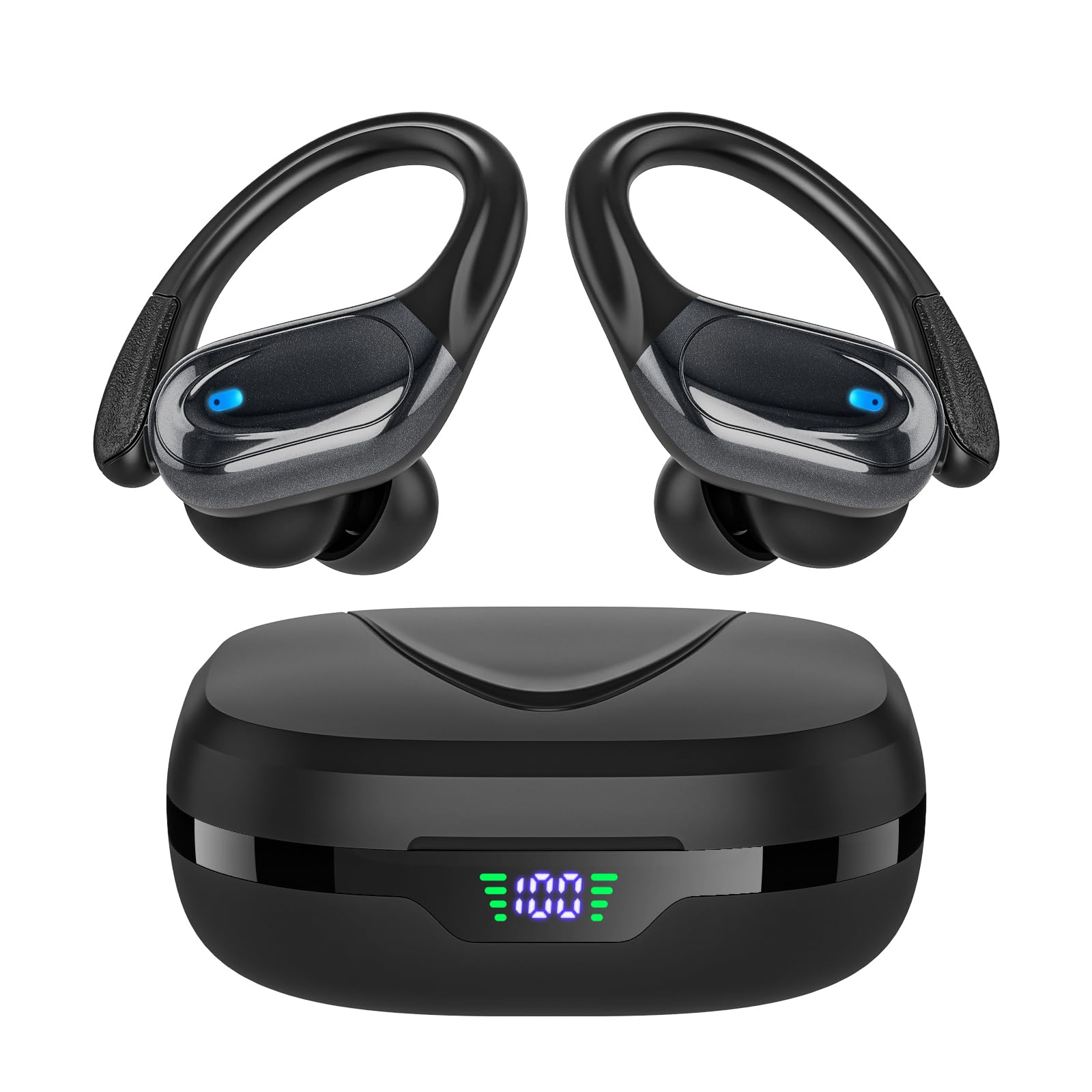 HAOYUYAN Wireless Earbuds, Sports Bluetooth Headphones, Noise Canceling Headset, IPX7 Waterproof Earphones for Workout（Matte Black）
