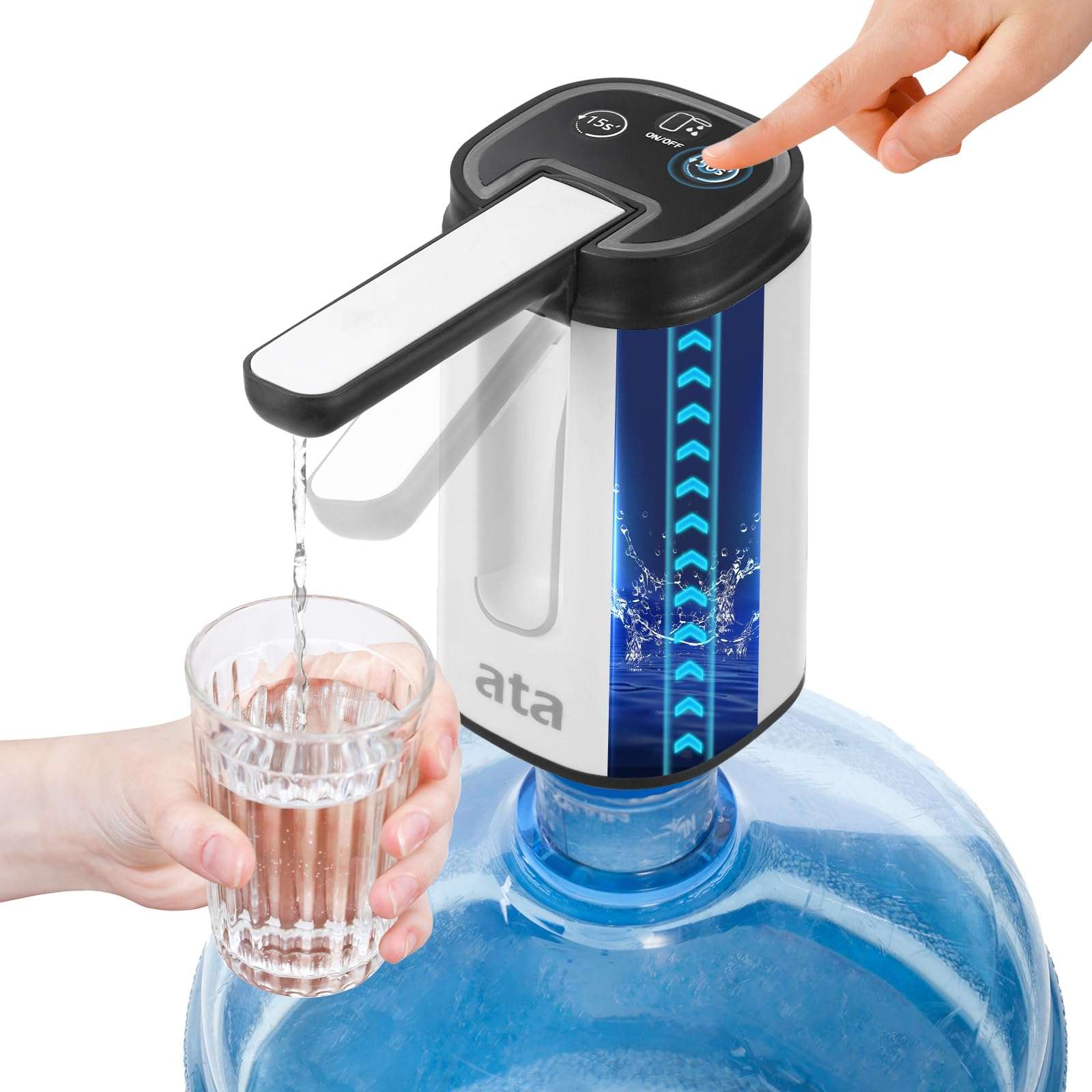 ata Water Dispenser for 5 Gallon Bottle, Automatic Water Pump for 5 Gallon Jug, USB Rechargeable, Foldable Water Pump for Kitchen, Camping, and Travel. 1