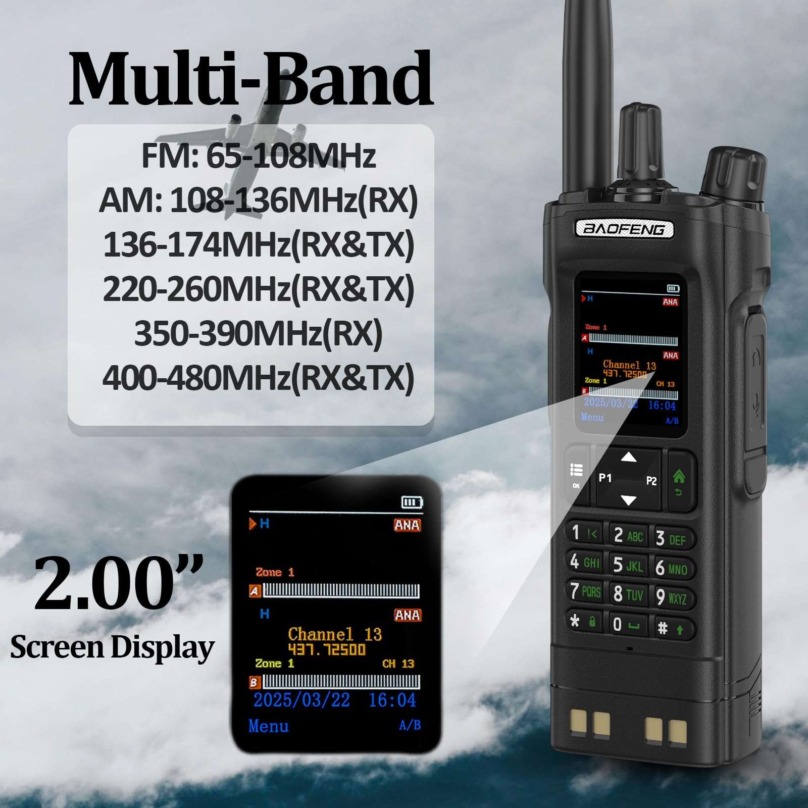 BAOFENG DM32 DMR Radio 10W High Power Radio GPS/APRS Two Way Raido USB-C Charging Multi-Band FM/AM Wakkie Talkie DM-32 5
