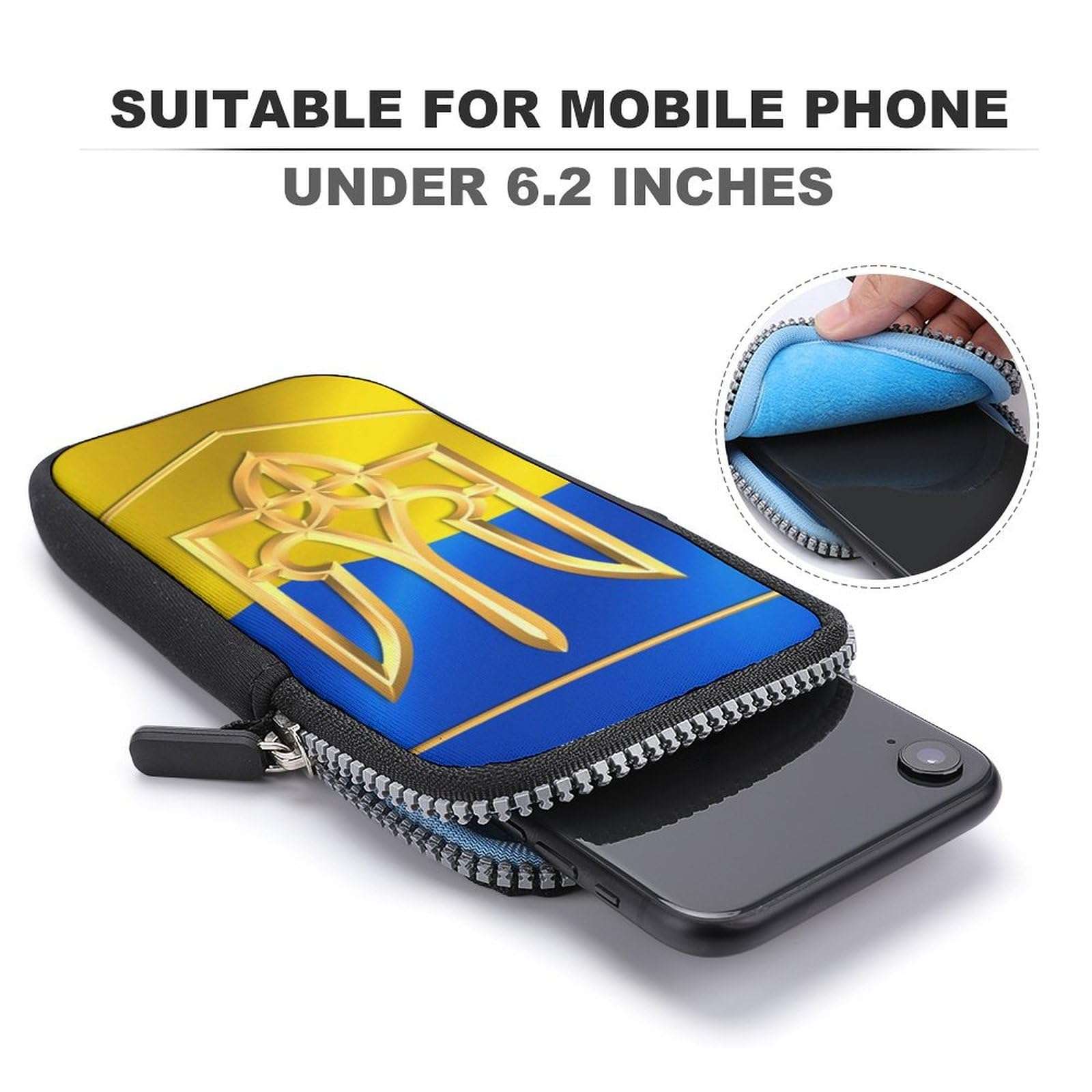 OPOZSDF Small Crossbody Bags for Men Women, Ukraine Flag And Coat of Arms Protective Phone Handbag Purse Neoprene Cell Phone Wallet with Adjustable Strap 4