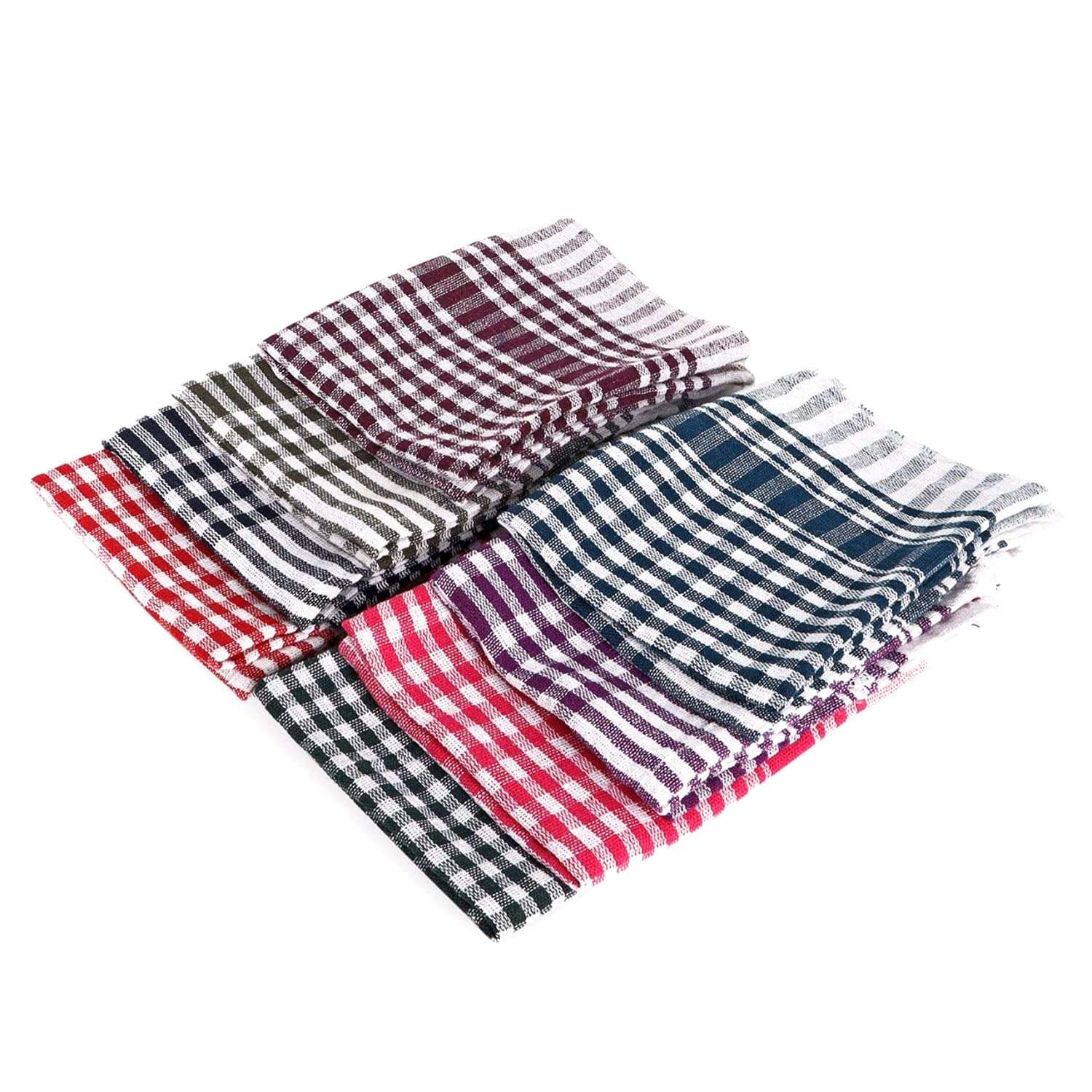 JEE Cotton Kitchen Towels for Wiping, Cleaning Counter Tops, Vessel Cleaning etc, (Large_Multicoloured) Pack of 8 1