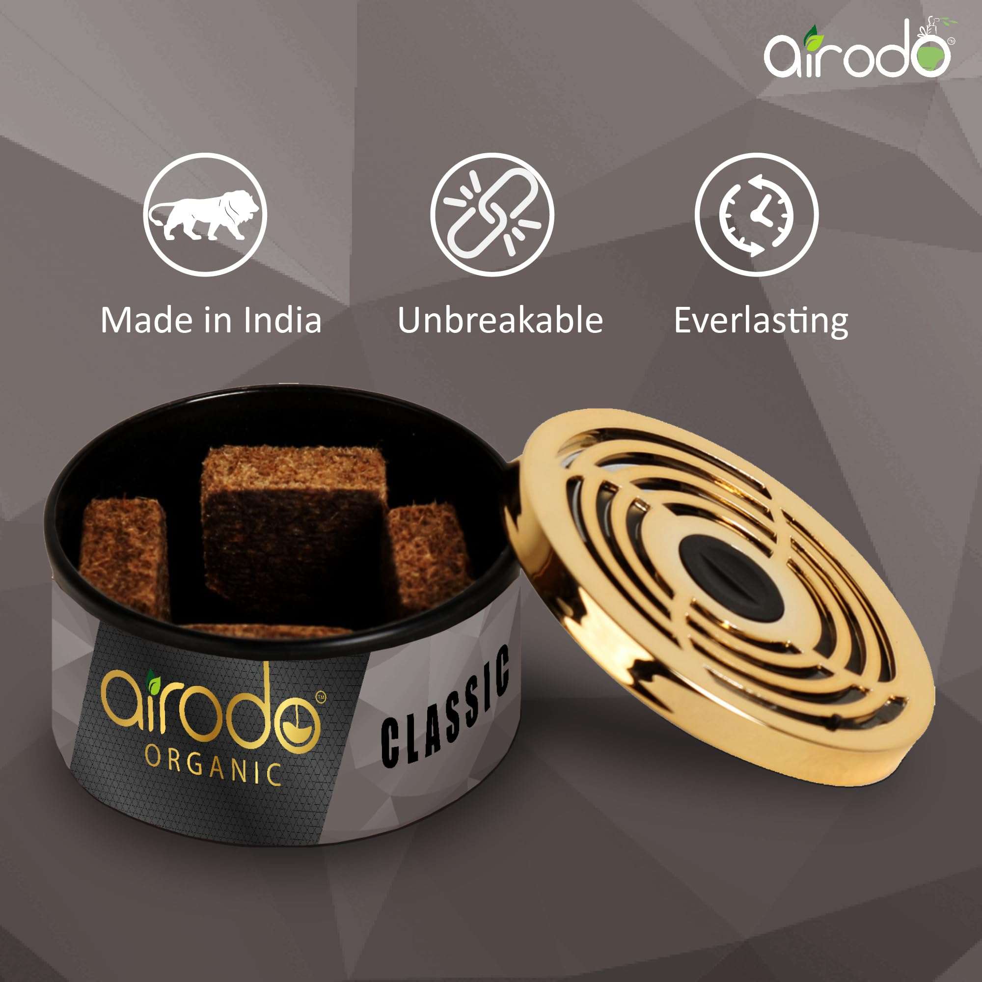 Airodo One Classic Organic Car Perfume, Strong Fiber Air Freshener to Freshen'up Your Car -,Car Accessories interior car perfumes and fresheners (50g with 2 Refill) 4