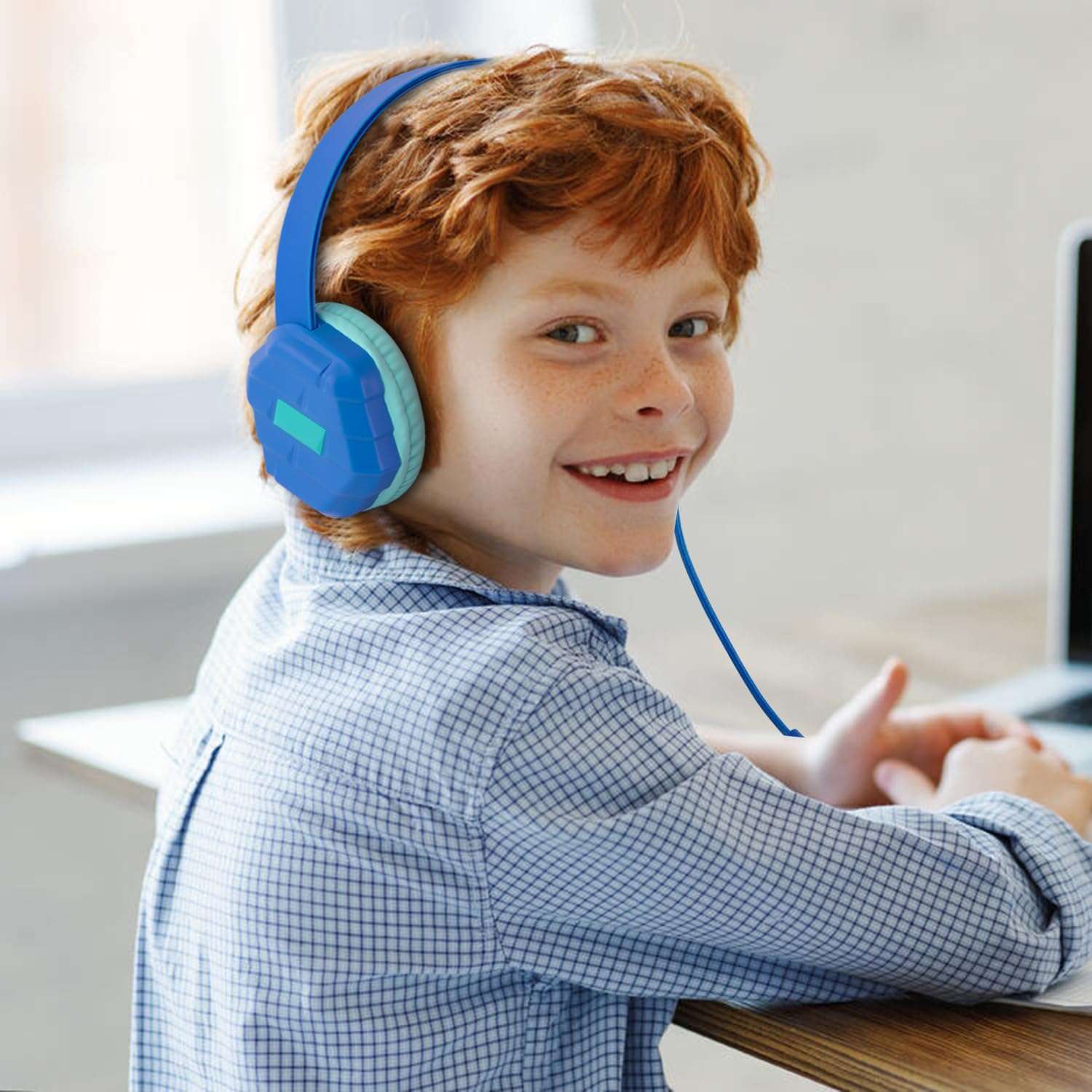 Olyre Kids Headphones Wired with Microphone Blue & Pink/Purple 3