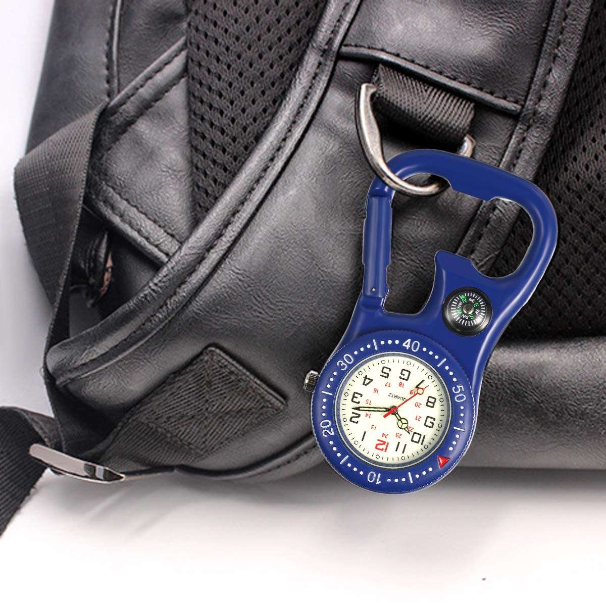 JewelryWe Men Women Clip-on Quarzt Watch Backpack Fob Belt Watch Glow in The Dark Pocket Watch for Rock Climbing Doctors Nurses Outdoor Activities Xmas Christmas 5
