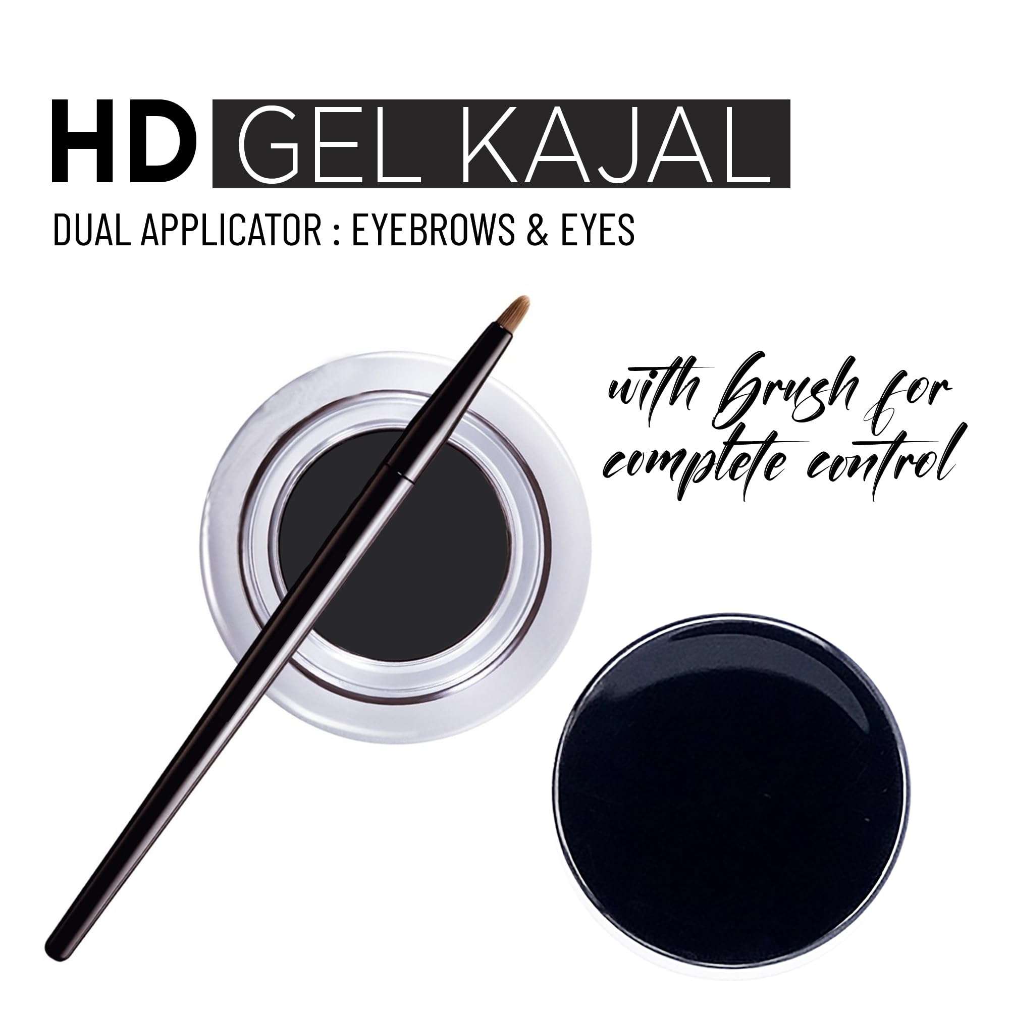 Seven Seas HD Gel Kajal, Eyebrows & eyeliner your eyes | Long Lasting| Waterproof & Smudge | Proof Black Kajal 5