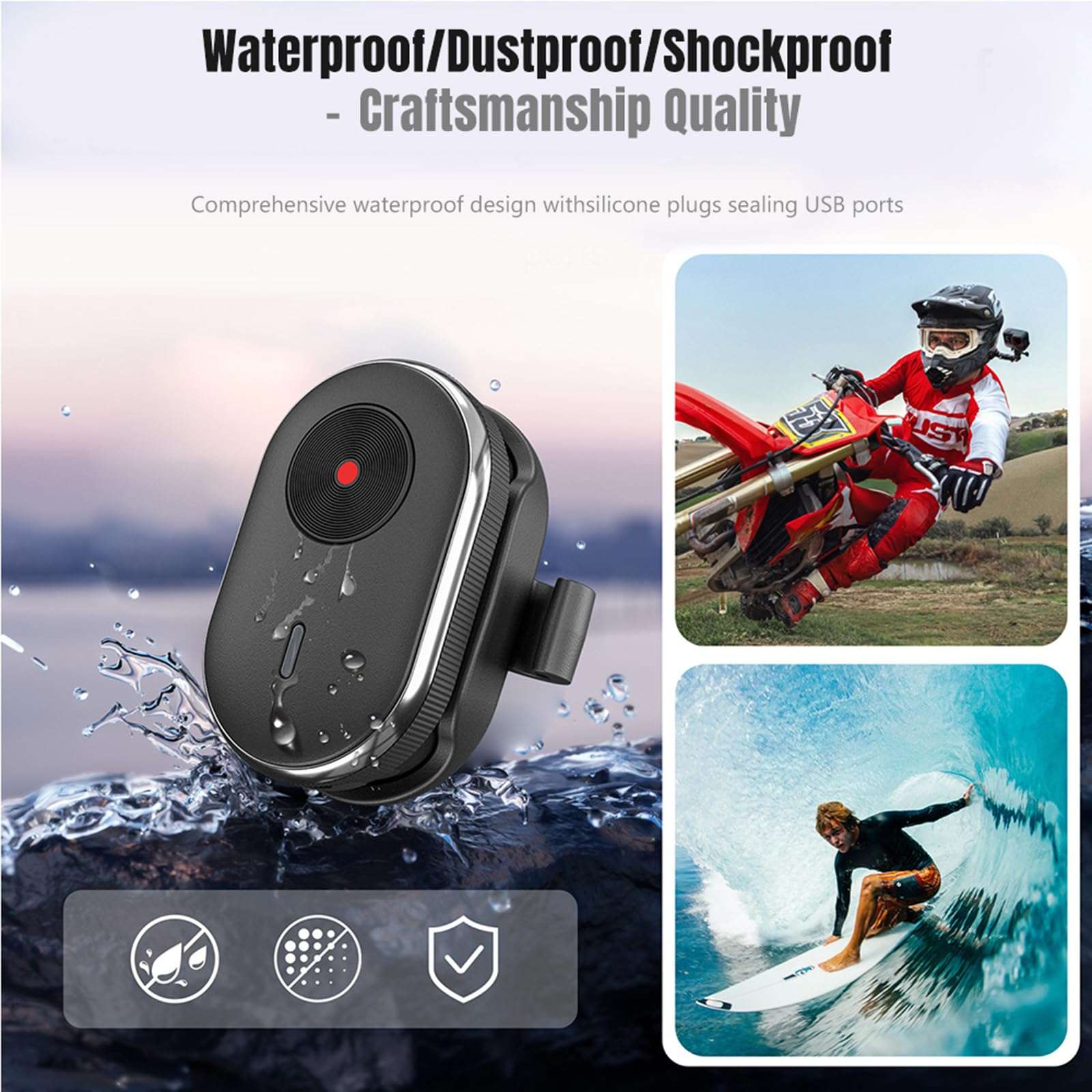 Gaekol Mini Remote Control Compatible with DJI Osmo 360/Action 6/Action 5 Pro/4, for GoPro Hero 13/12/11/10/9/MAX2, for Insta360 X5/X4 Air/X4/X3/Ace Pro 2/Ace Pro/Ace/Go 3S/Go Ultra, and Smartphones 5