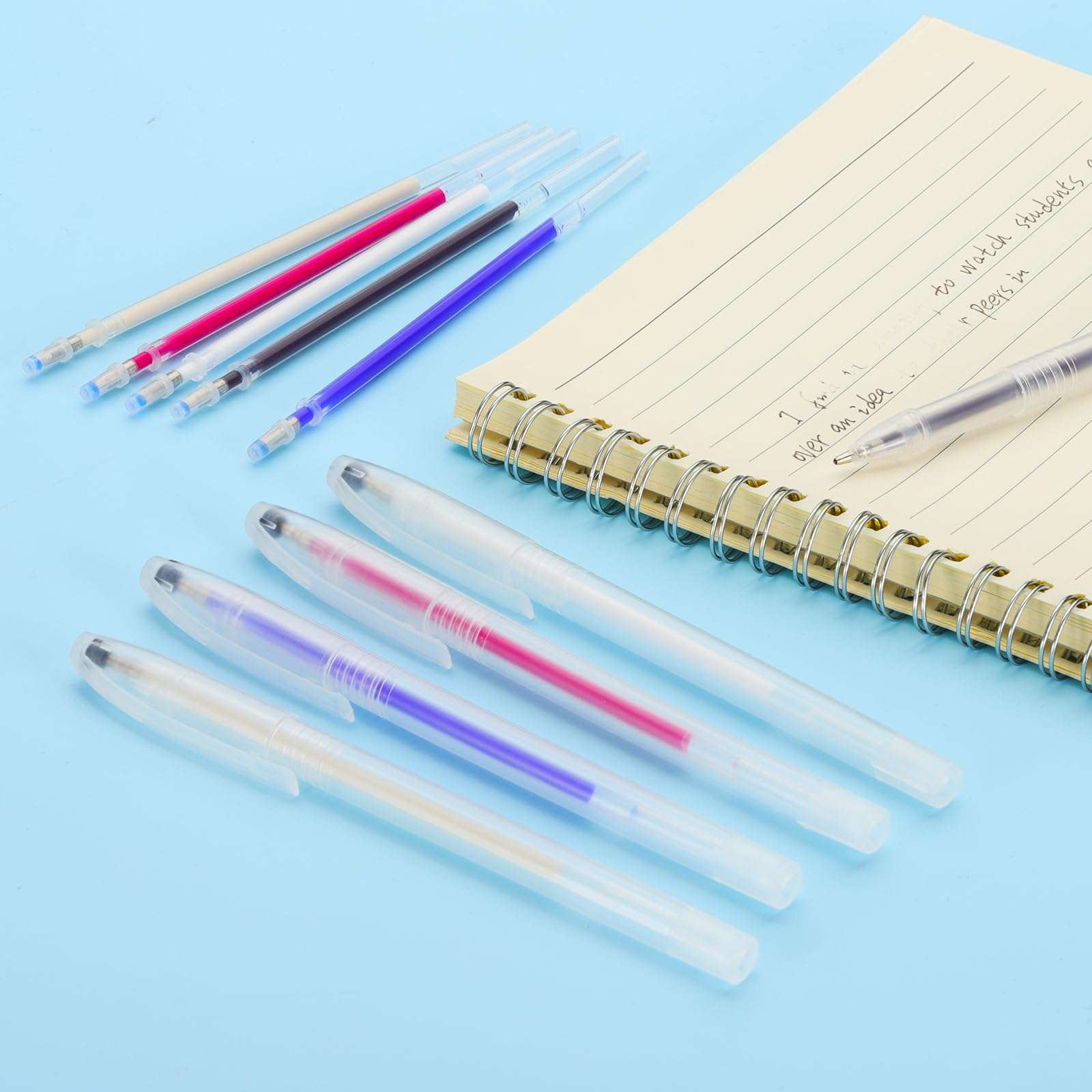 PATIKIL 10Pcs Erasable Gel Pens Refills, 1mm Heat Erasable Pens for Fabric Disappearing Ink Pen Fabric Markers for Sewing Quilting Planner Writing, Blue Ink 5