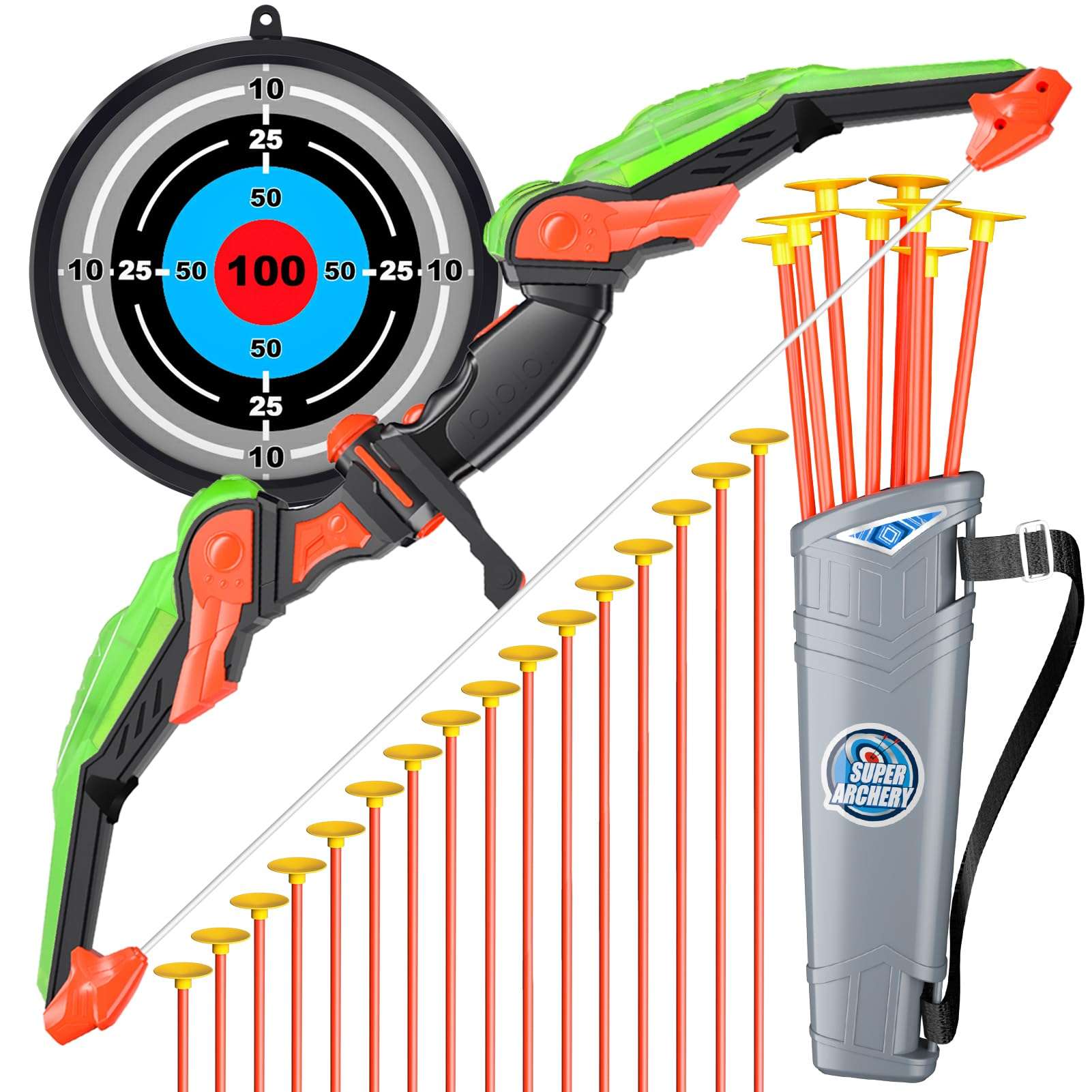 Bennol Bow and Arrow for Kids 4-6 6-8 8-12, Kids Archery Set Toys with Light-up LED Include 16 Suction Cup Arrows, Bow and Arrow Sets Indoor Outdoor Toys Gifts for 3 4 5 6 7 8 9 10 11 12 Year Old Boys 1
