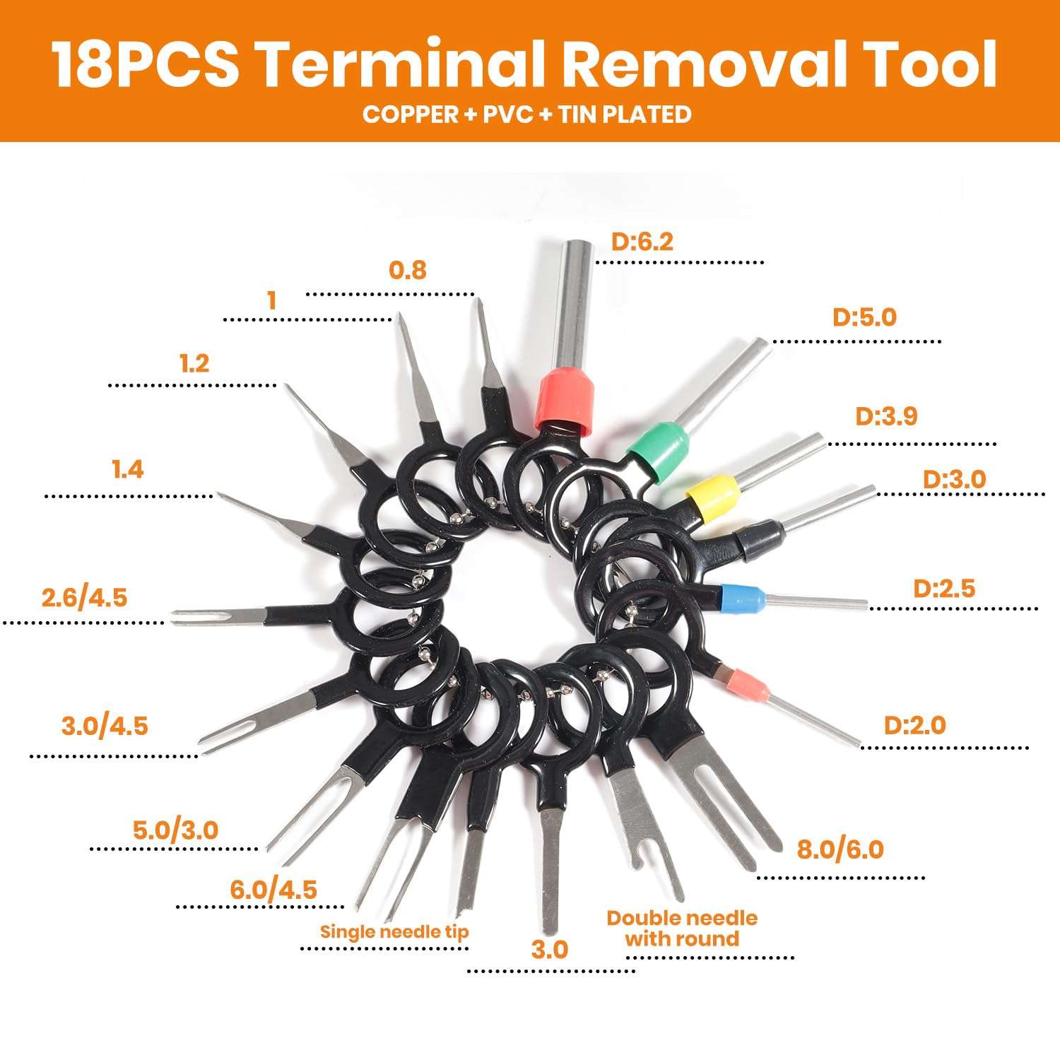 718PCS 19 Kinds Automotive Electrical Pin Connectors Kit, Wire Crimping Tool with Ratchet, 6