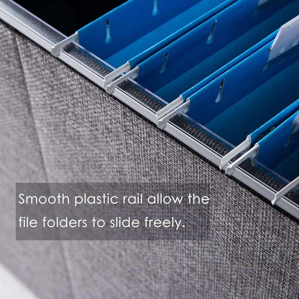 PRANDOM File Organizer Box - Set of 1 Collapsible Decorative Linen Filing Storage Hanging File Folders with Lids Office Cabinet Letter Size (15x12.2x10.75 inch) 4