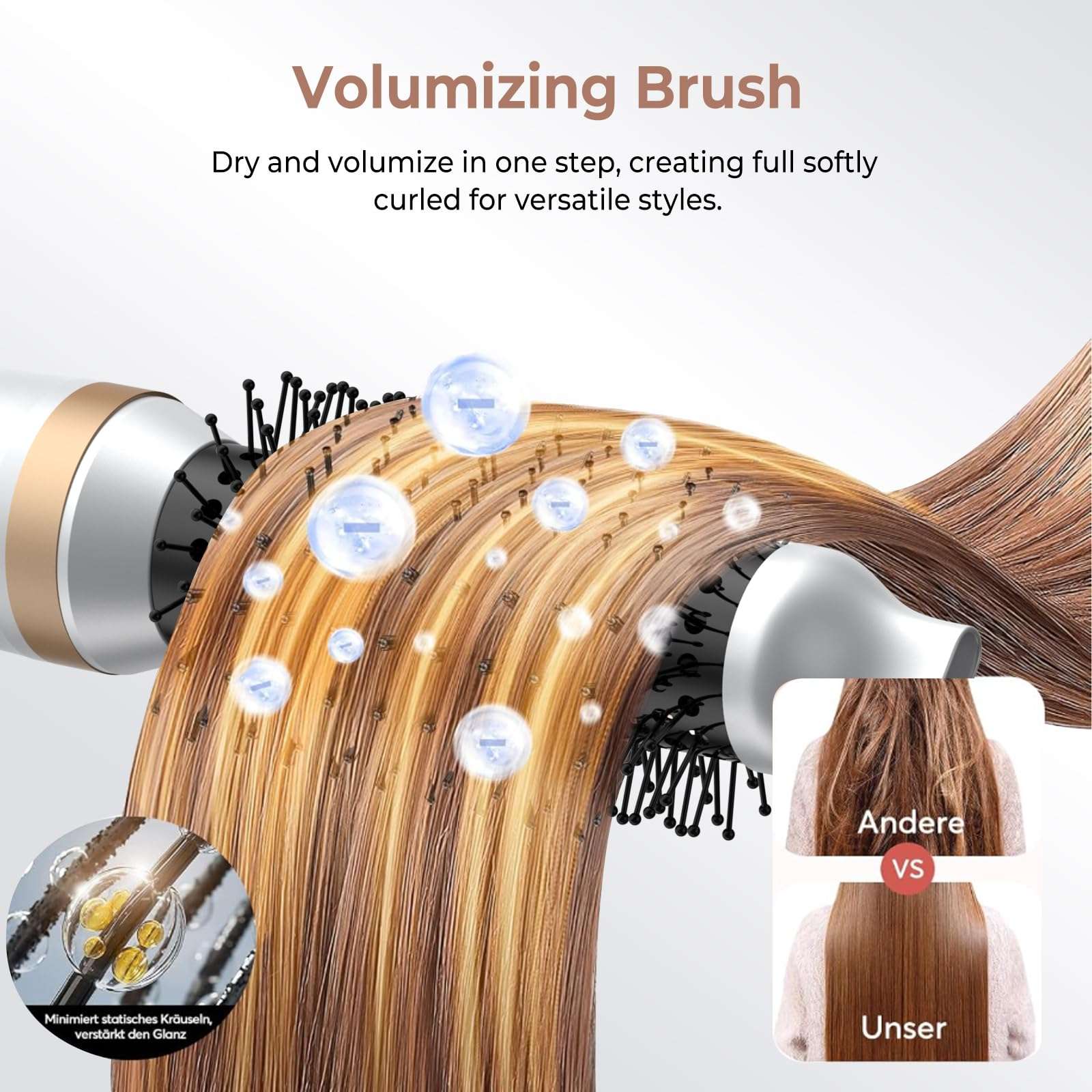5 in 1 Blow Dryer Brush with Air Style Wrap Hair Styler,Negative Ionic Magic Style Set, Detachable Air Curler for Volumizer,Straightener,Drying 5