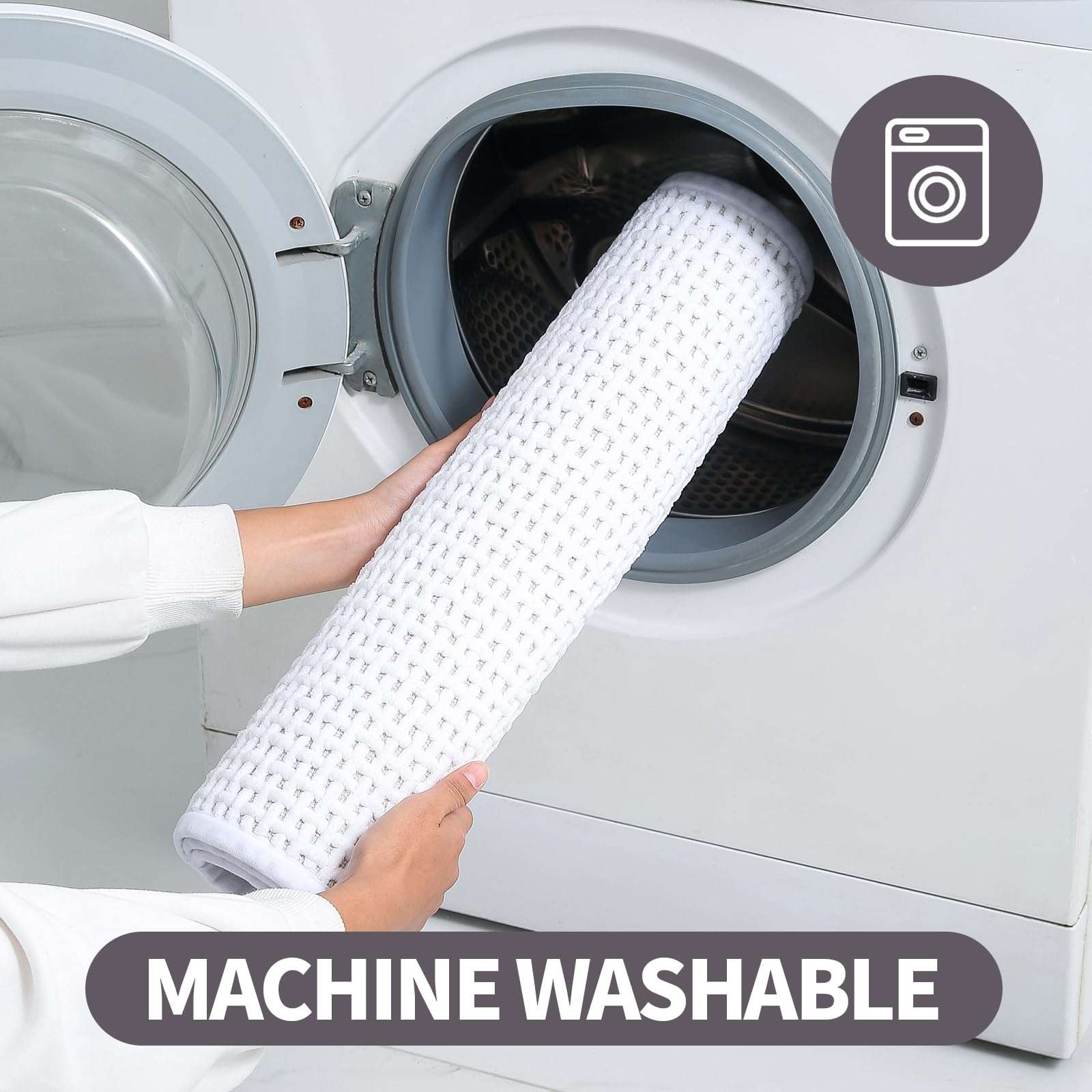 WARM HAVEN Washable Bathroom Rugs: 36x24 White Bath Mat – Non Slip Chenille Bathmat for Bathroom Floor & Shower 6