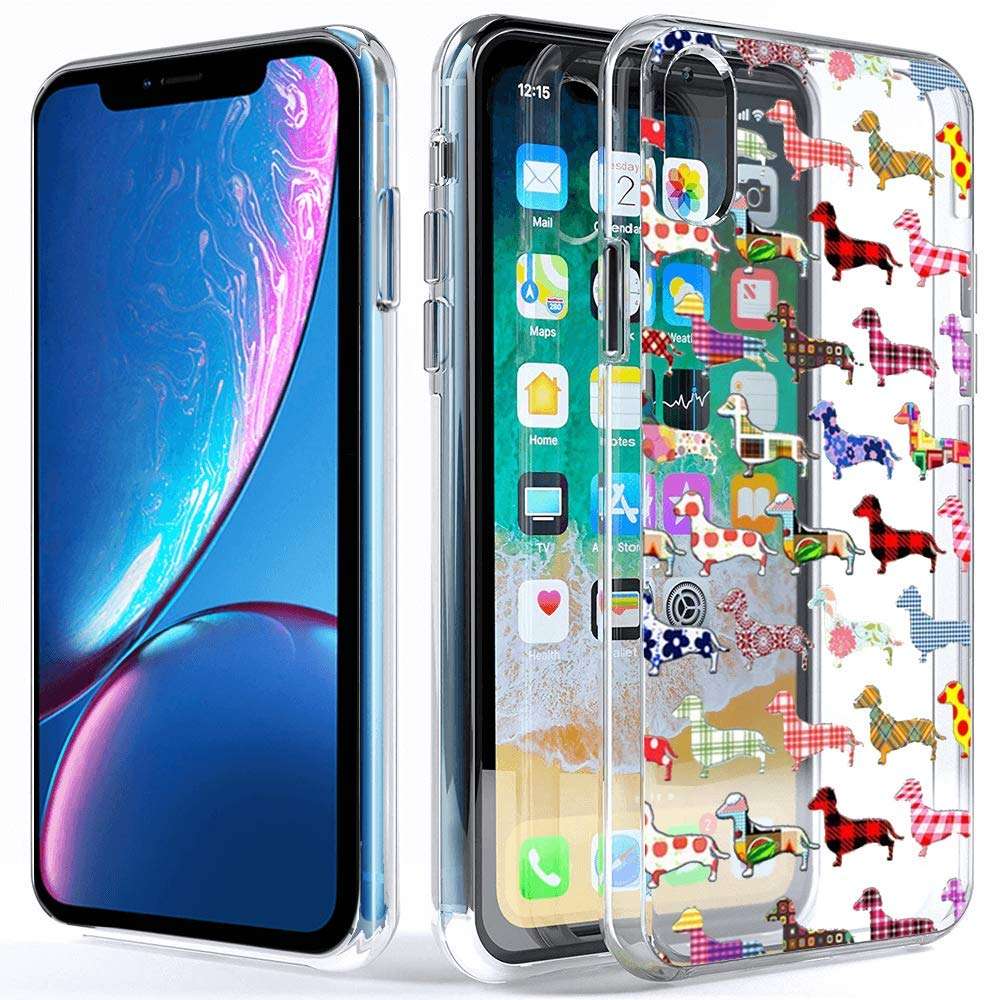 iPhone XR Clear Case, Colorful Dachshund Soft Crystal Ultra-Thin Shock Absorption Protective Case for iPhone XR (Colorful Dachshund) 6