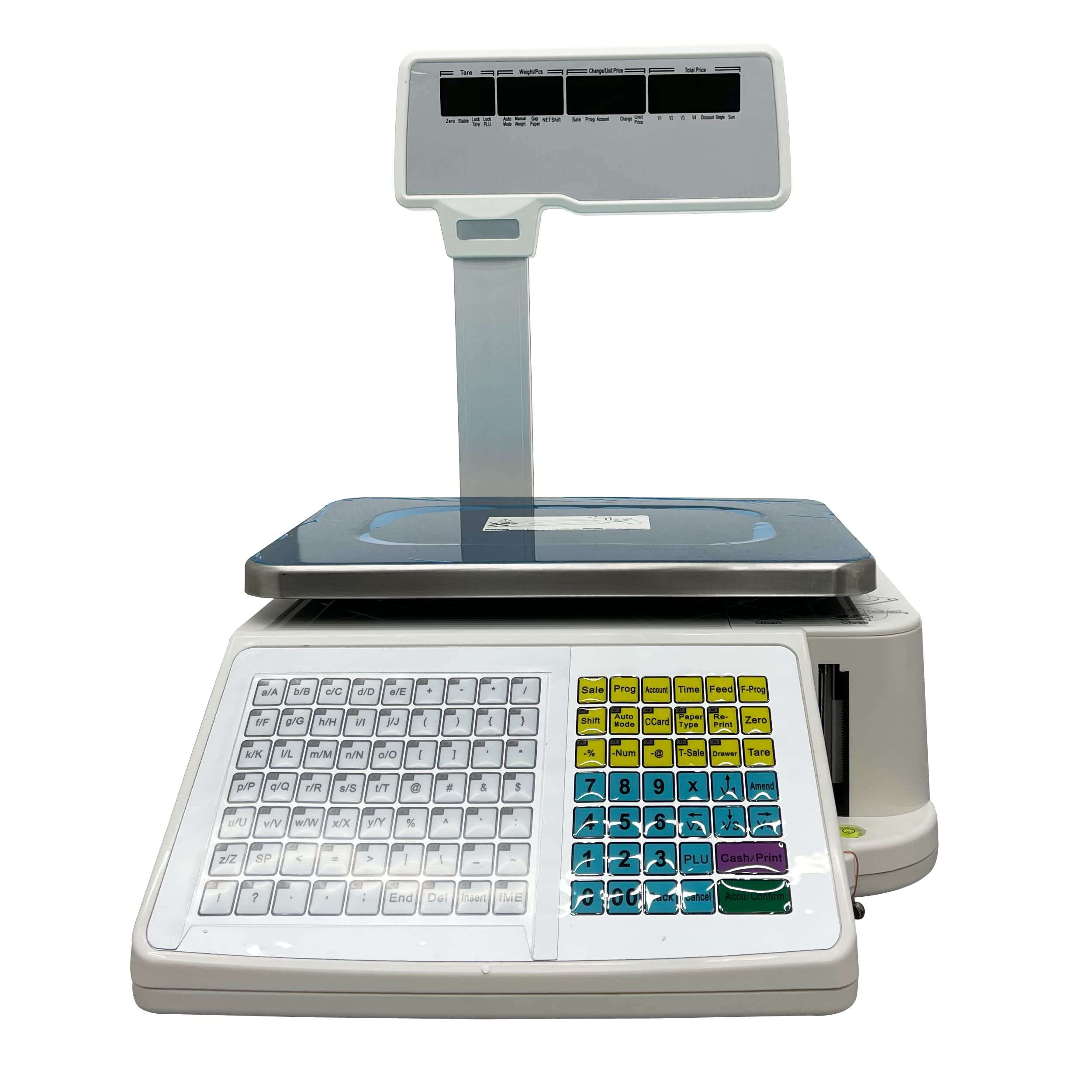 TECHTONGDA Price Computing Scale Commercial Digital Counting Scales 33lb Capacity with Pole Display and Label Printer for Supermarket Trade 110V 4