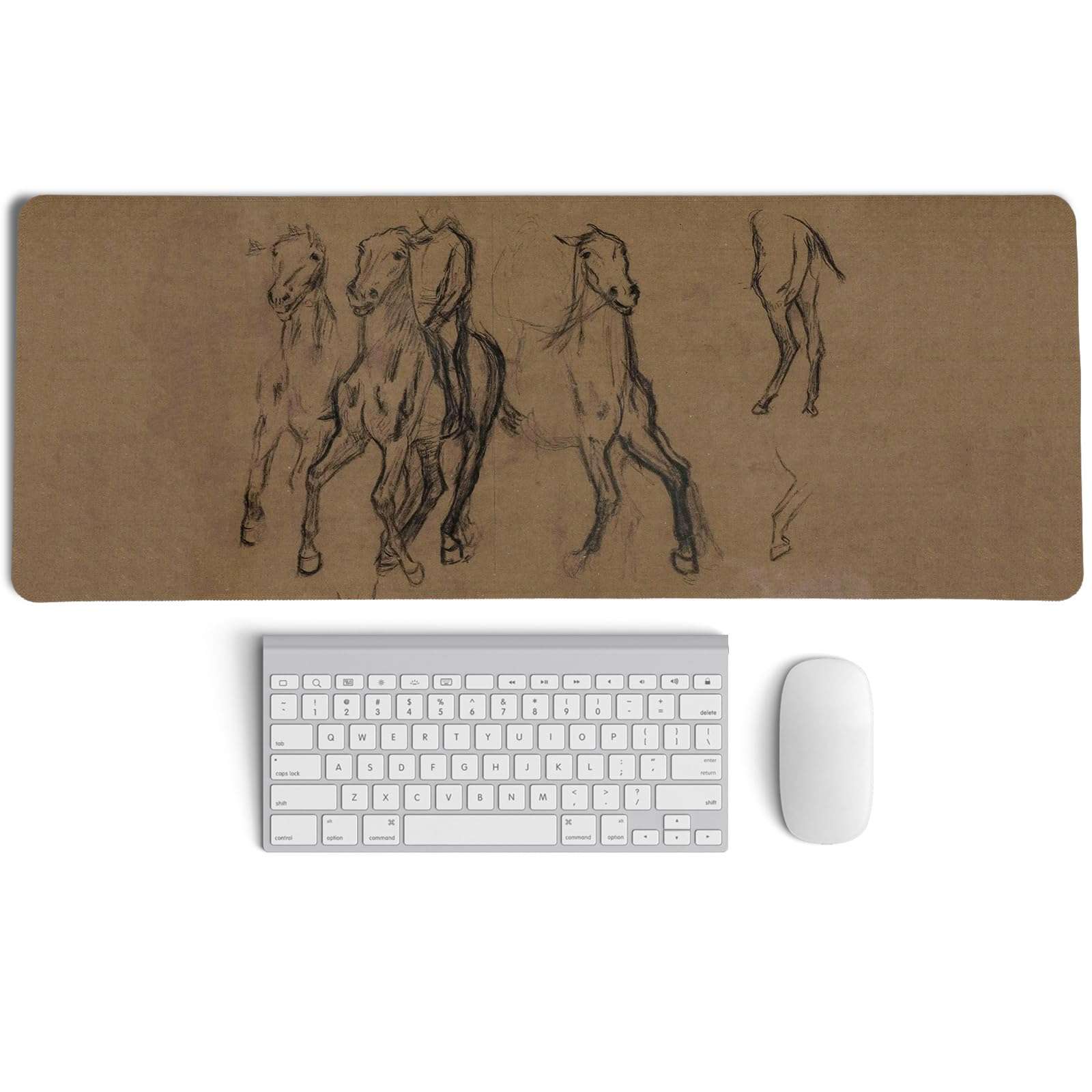 PaJiaNi Grey Neutral Sketch Art Western Horse Mouse Pad,Retro Western Horse Desk Mat for Laptop,XL Large Vintage Mid Century Grey Gaming Mouse Pad for Home Decor Office Dorm,31.5x11.8 Inch 1