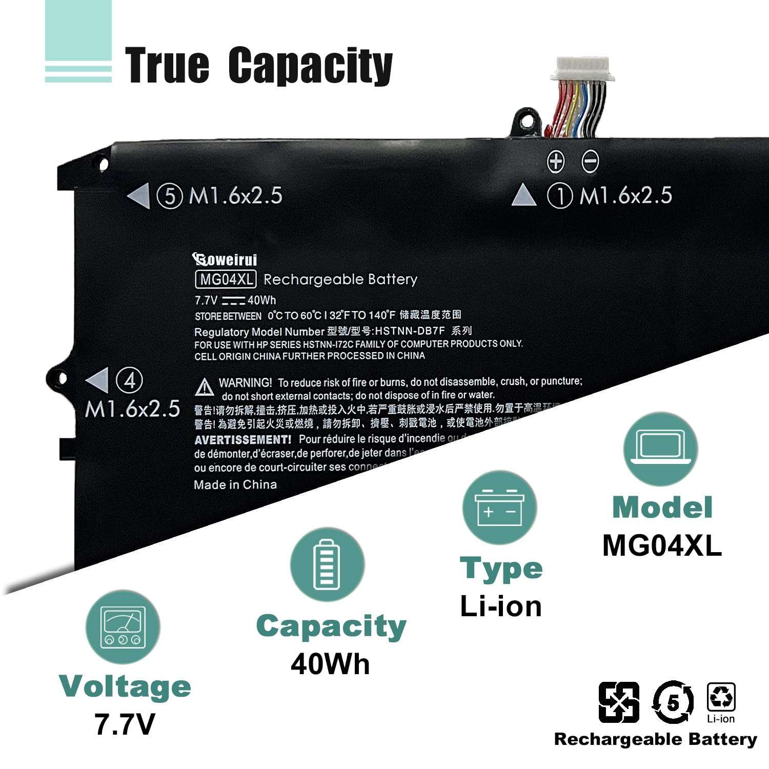 BOWEIRUI MG04XL 812205-001 Laptop Battery Replacement for Hp Elite X2 1012 G1 Series Laptop MG04 HSTNN-172C HSTNN-I72C 812060-2B1 812060-2C1 HSTNN-DB7F 7.7V 40Wh 3