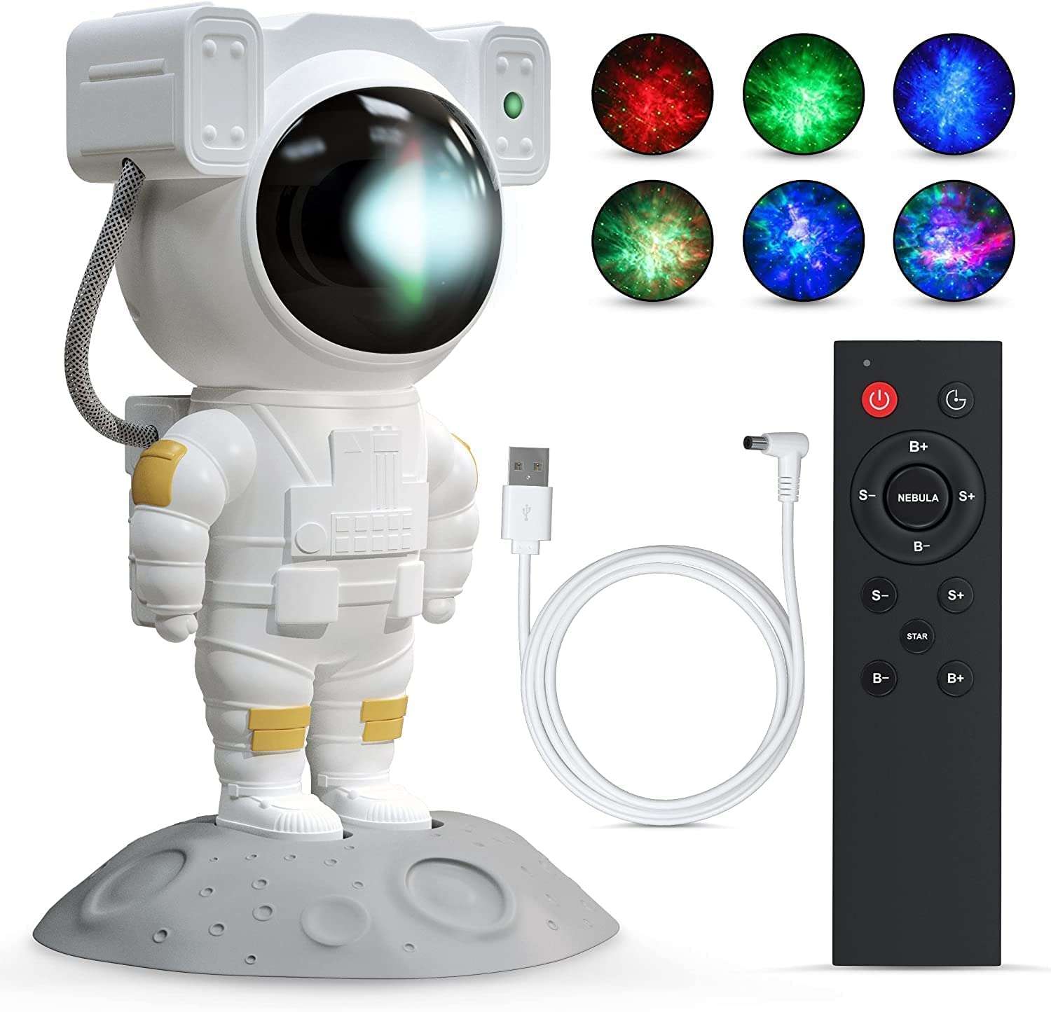 MELVIS Astronaut Galaxy Projector Night Light | 360° Rotating Nebula Star Projector with Remote, Timer & Adjustable Head | Space Lamp for Kids Bedroom, Gaming Room, Home Décor & Gift 4