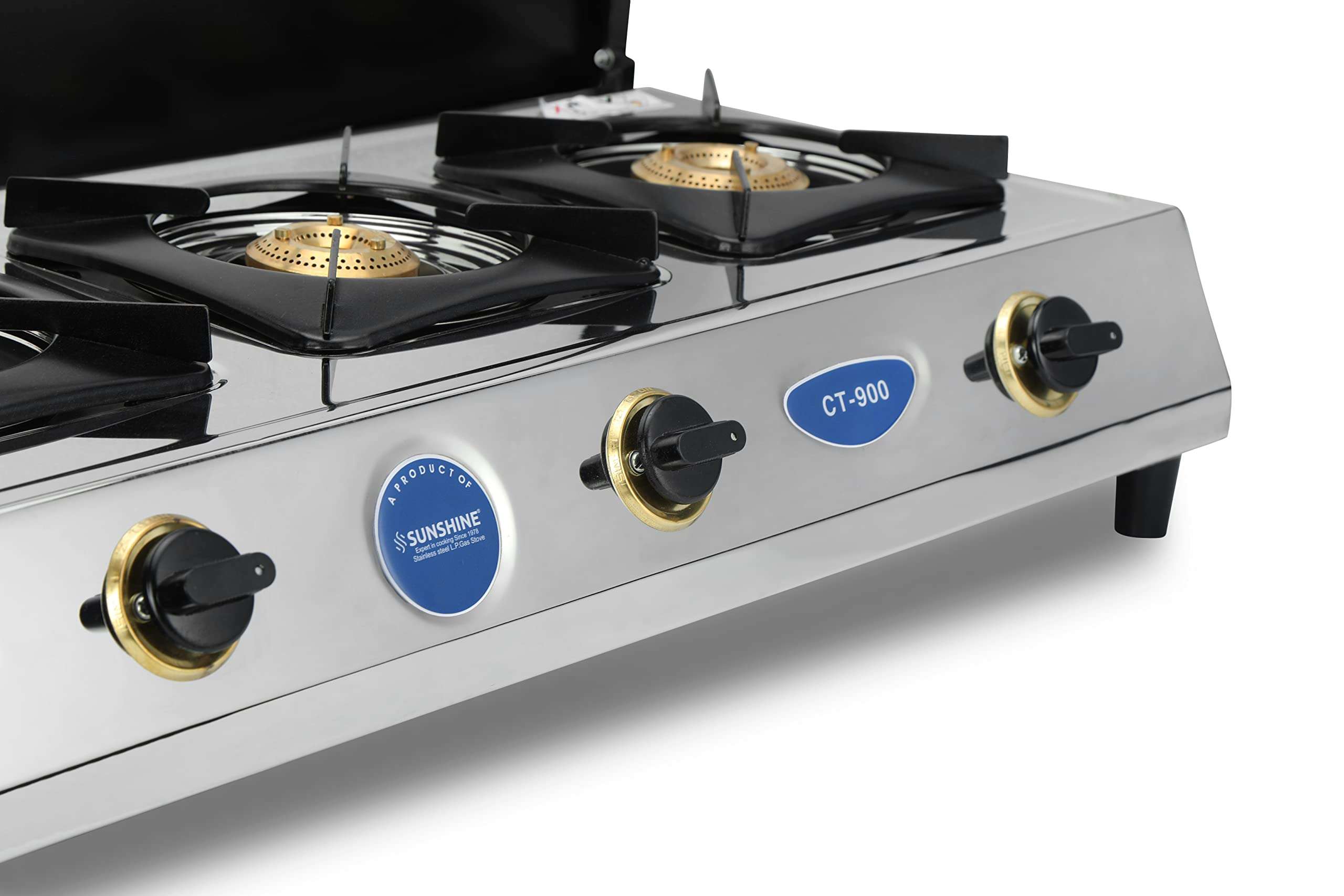 Sunshine CT900 4 Burner Gas Stoves Manual Ignition (Stainless Steel body, ISI Certified Approved ) Silver material cooktop (With Cover) 6