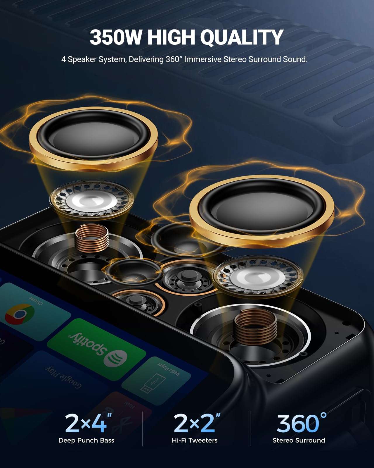 SEALIGHT Karaoke Machine for Adults, with Lyrics Display 13.3" HD Screen, 350W Portable Bluetooth Karaoke Speaker, with 2 Wireless Mics, DJ Lights, Professional Karaoke System for Christmas Party 3