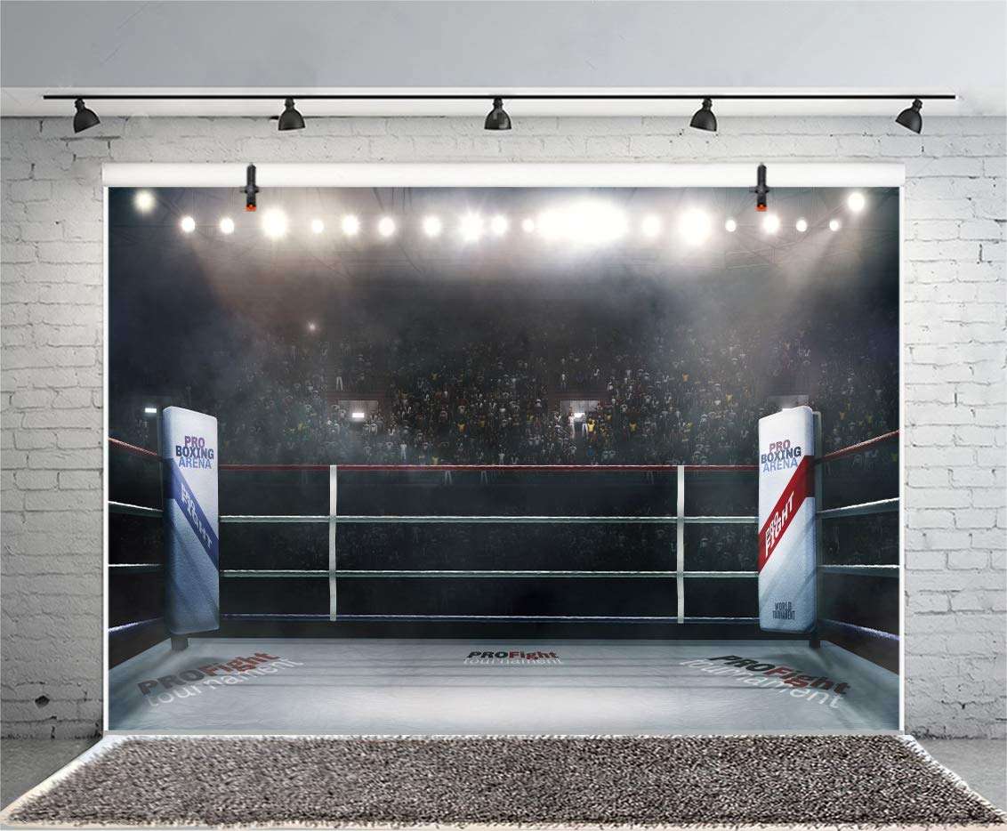 Yeele 10x8ft Pro Boxing Arena Backdrop Pro Fight Tournament Sports Stage Lighting 3D Photo Background for Photography Boys Men Portrait Photo Booth Shoot Vinyl Studio Props 4