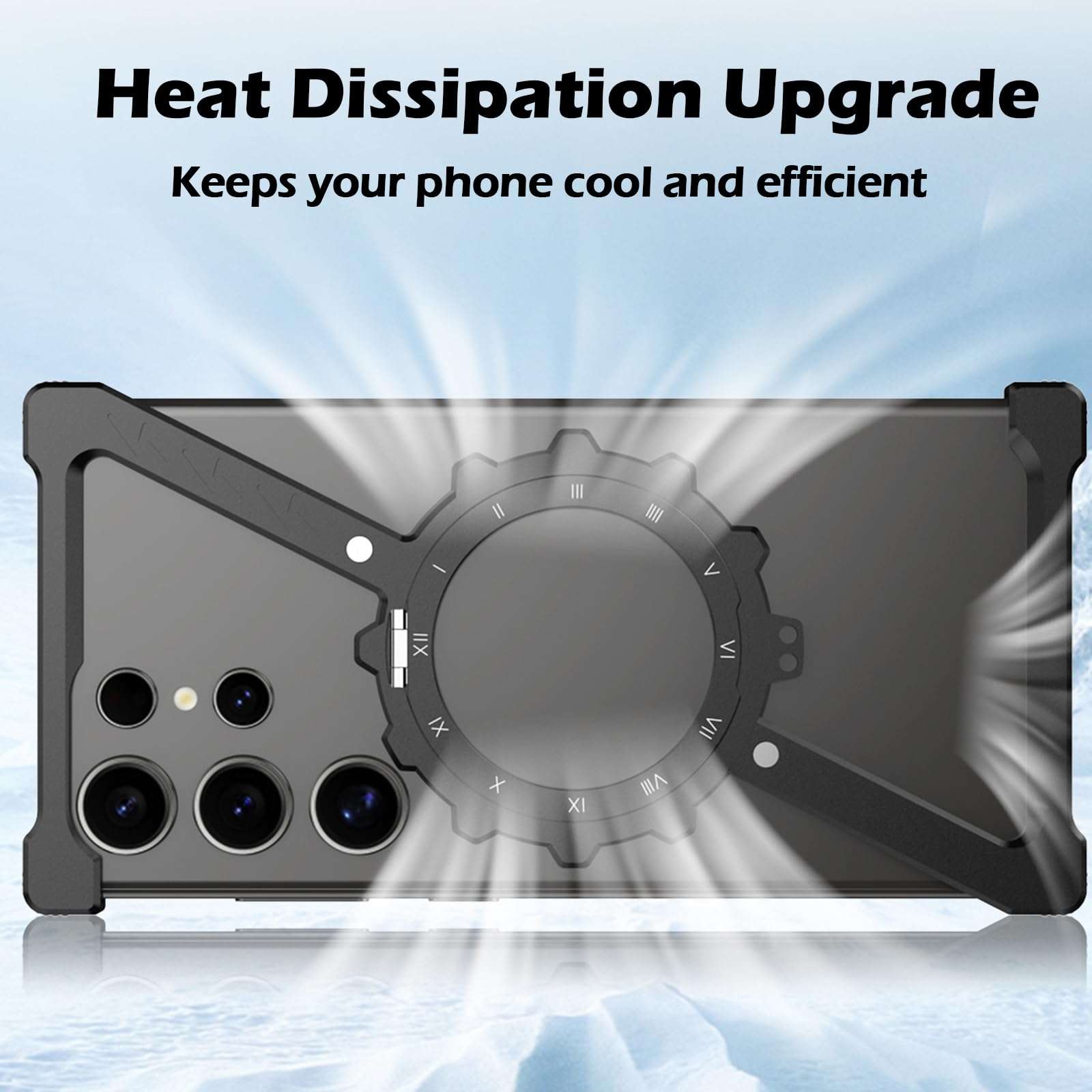 AdirMi Z-Shaped Metal Skeleton Case for Samsung Galaxy S23 Ultra, Ultra-Thin Shockproof Metal Frameless Built-in 360 Rotating Stand [Compatible with MagSafe],Desert 4