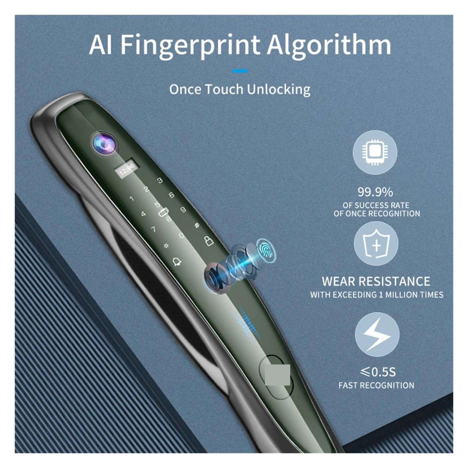 KIEEQGAK Tuya Smart Door Lock，with Surveillance Camera WiFi Wireless Fingerprinty Password App Unlock Digital Electronic Locks(Q8-Gold-6068R-30-300) 5