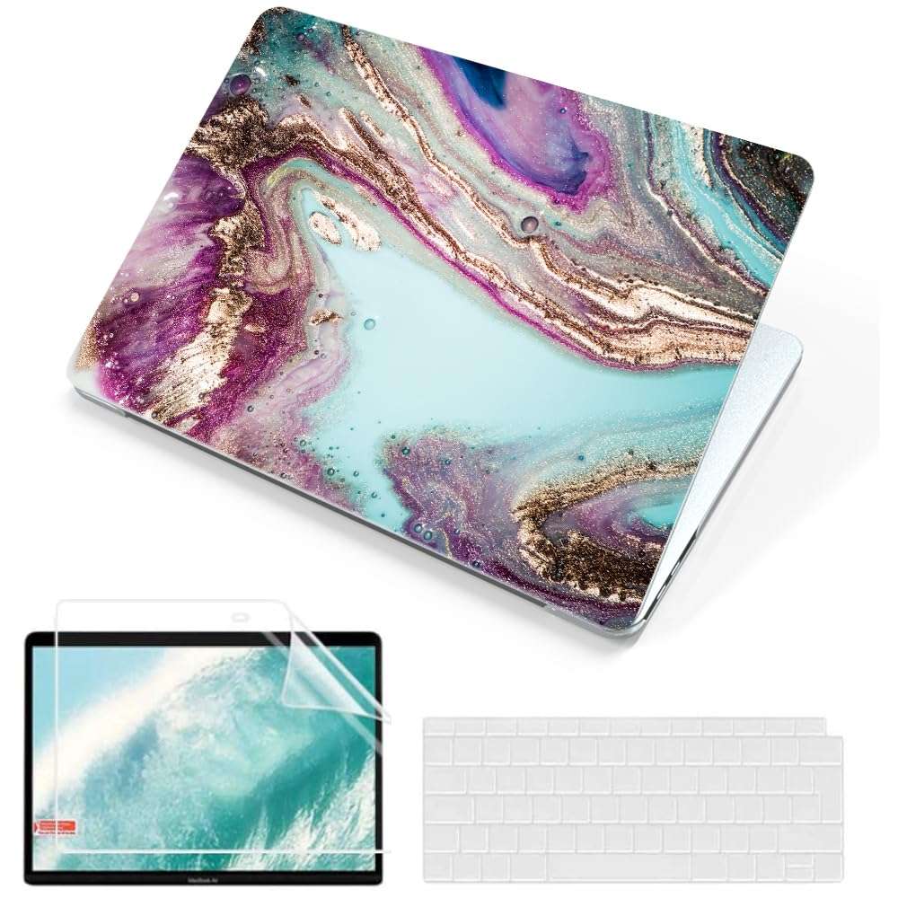 MUSHUI Compatible with MacBook Pro 14 inch Case 2024 2023 2022 2021 M4 M3 M2 M1 Pro Max A3112 A3185 A3401 A2918 A2992 A2779 A2442, Plastic Hard Shell & US Keyboard Cover &Screen Film & Dust Plug, W13 1