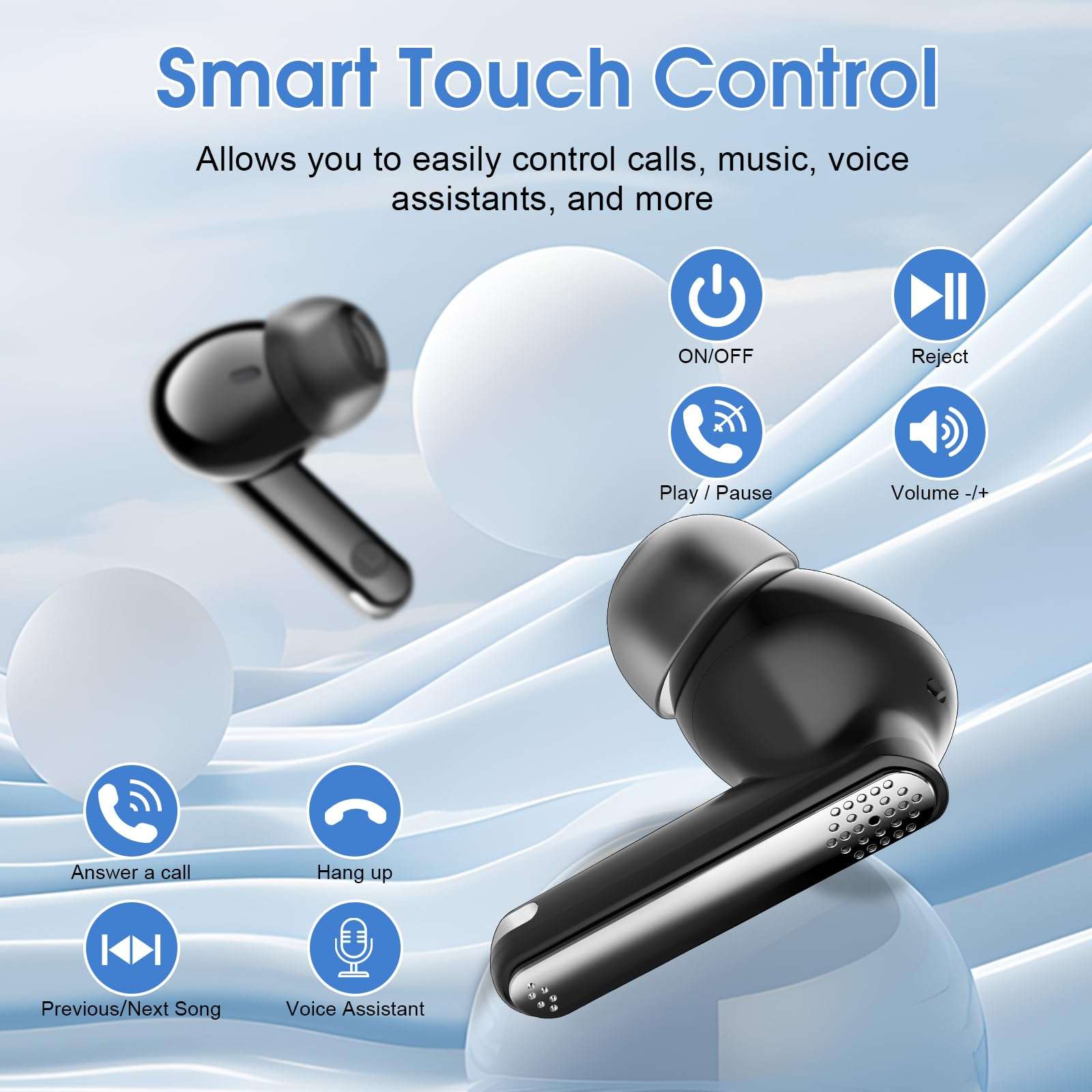 SKIUDCT Wireless Earbuds Bluetooth 5.3 Headphones 48H Playback Deep Bass Stereo Ear Buds with HD Mic LED Display in Ear Earphones IP7 Waterproof Earbuds for Laptop Pad Android/iOS Phones Yellow 4