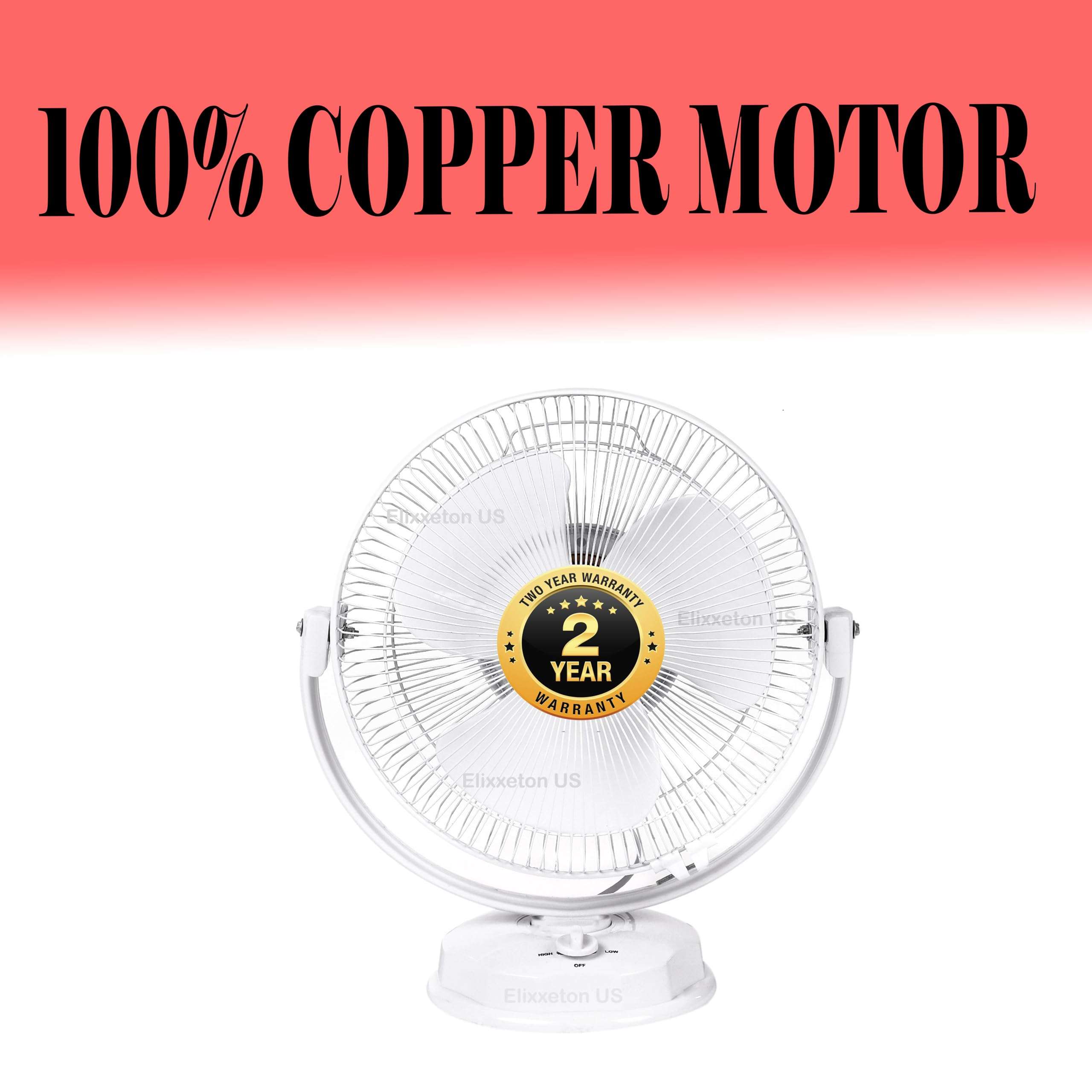 Enamic UK 2 Year Warranty All Purpose 3 in 1 Fan (Wall, Table and Ceiling) 12 Inches 100% Powerful Copper Motor 2400 RPM High Speed || (White AP) || || H023 4