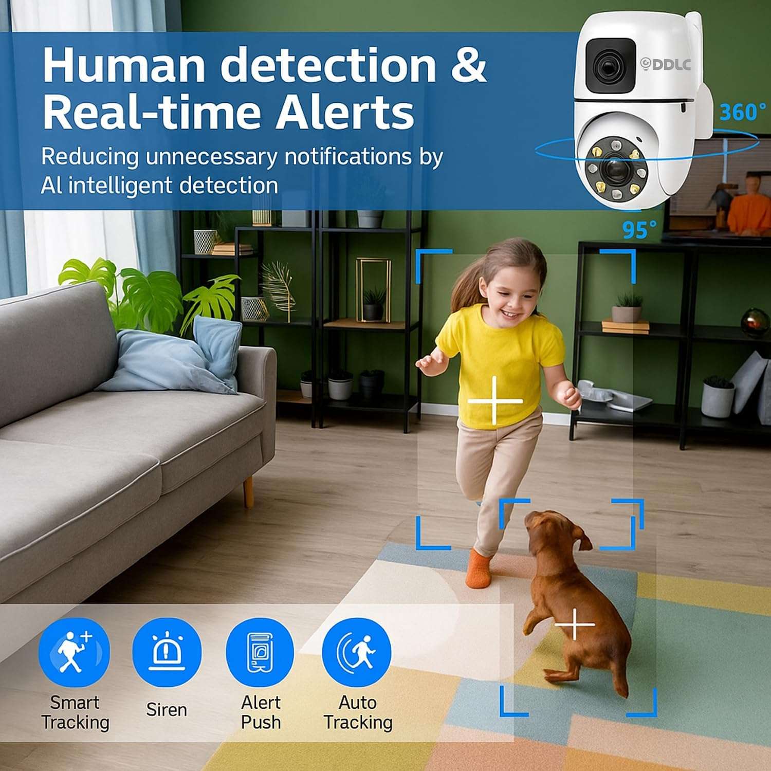 DDLC 4+4MP Dual Lens Mini Ptz CCTV Camera | 360 Degree Security WiFi Camera | Color Night Vision | Motion Tracking | Two Way Audio | Wireless Security Camera for Home (Dual Lens Mini PTZ) 4