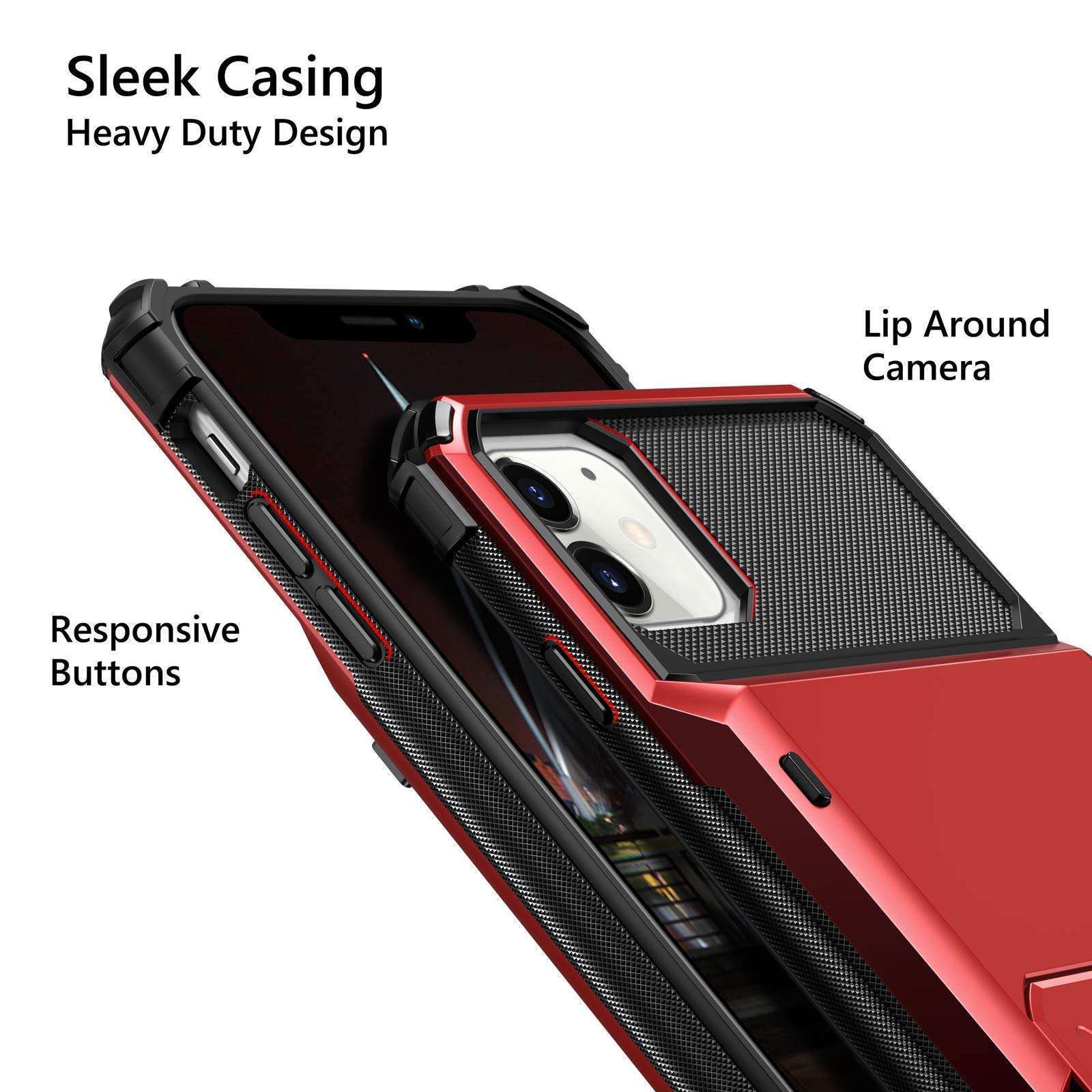 Vofolen Compatible with iPhone 12 Mini Case 5G Wallet 4-Card Slot Credit Card Holder Flip Door Hidden Pocket Anti-Scratch Dual Layer Hybrid TPU Bumper Armor Protective Hard Shell Cover Red 5