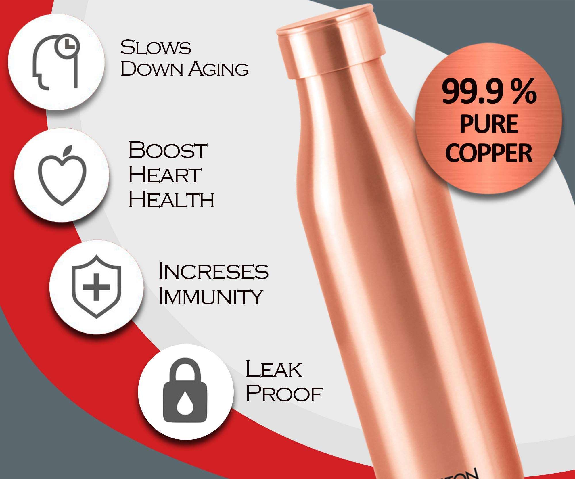 Milton Copper Charge 1000 Water Bottle, 930 ml, Set of 1, Copper 3